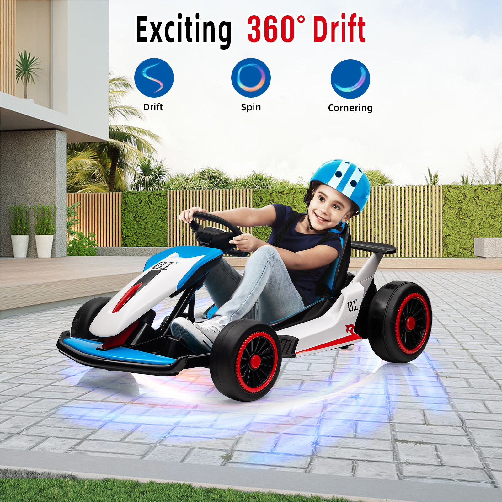 Kids Go Kart 24V, Electric Drift Kart With 2x150W Strong Motors for Boys Girls