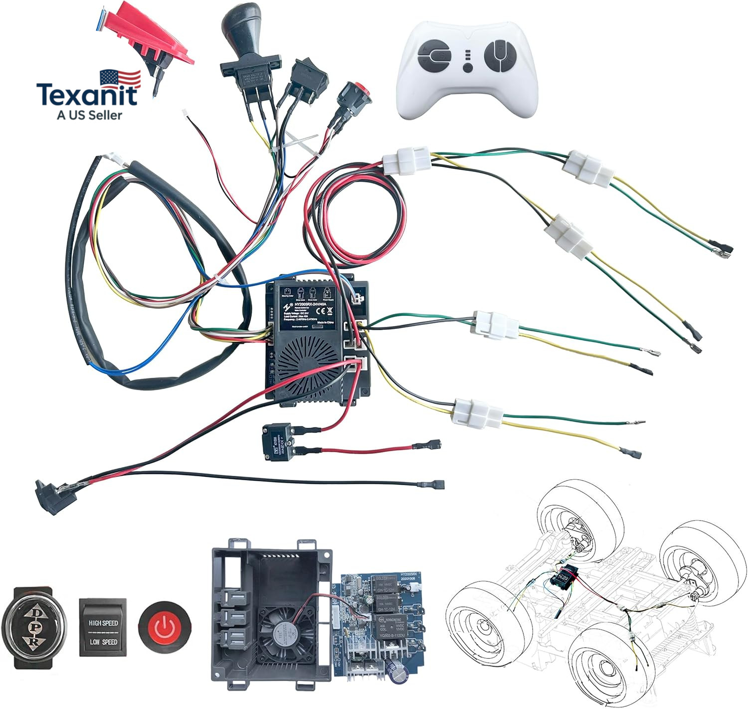 24 Volt DIY Wires Harness Conversion Kit for Kid’S Ride on Toys Car,2.4G Set of