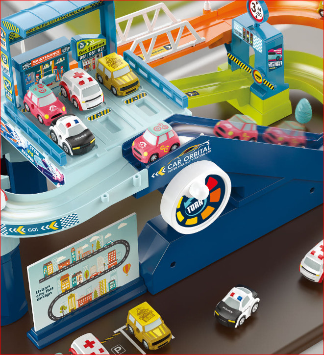 Interactive Steering Wheel Control Race Track Toy for Toddlers (Cars Sold Separa