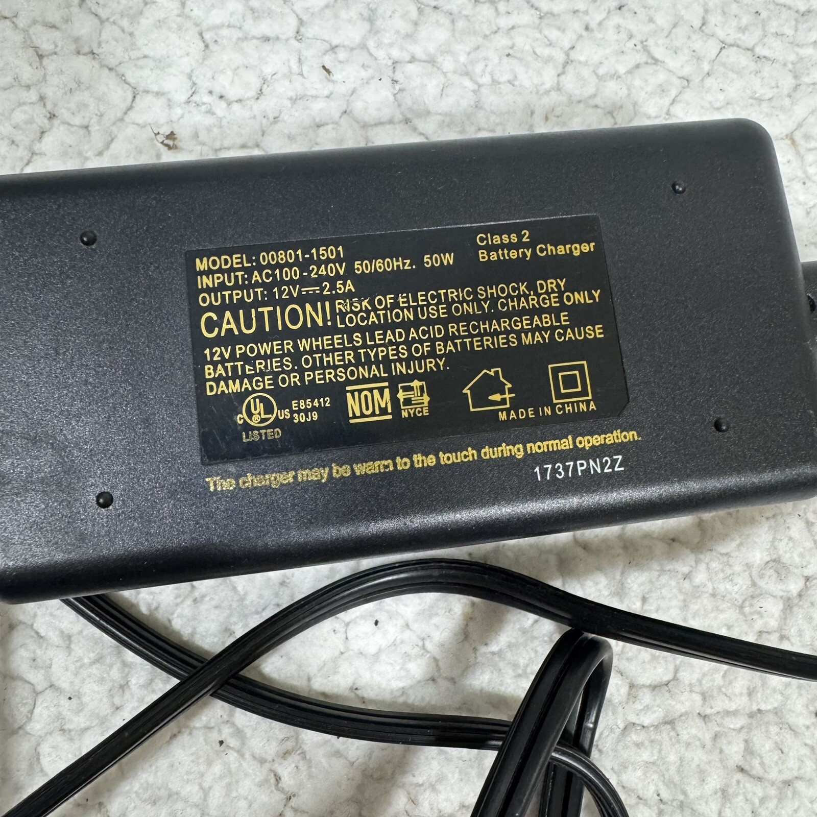 Power Wheels 12V Quick Charger – Model # 00801-1501 UNTESTED
