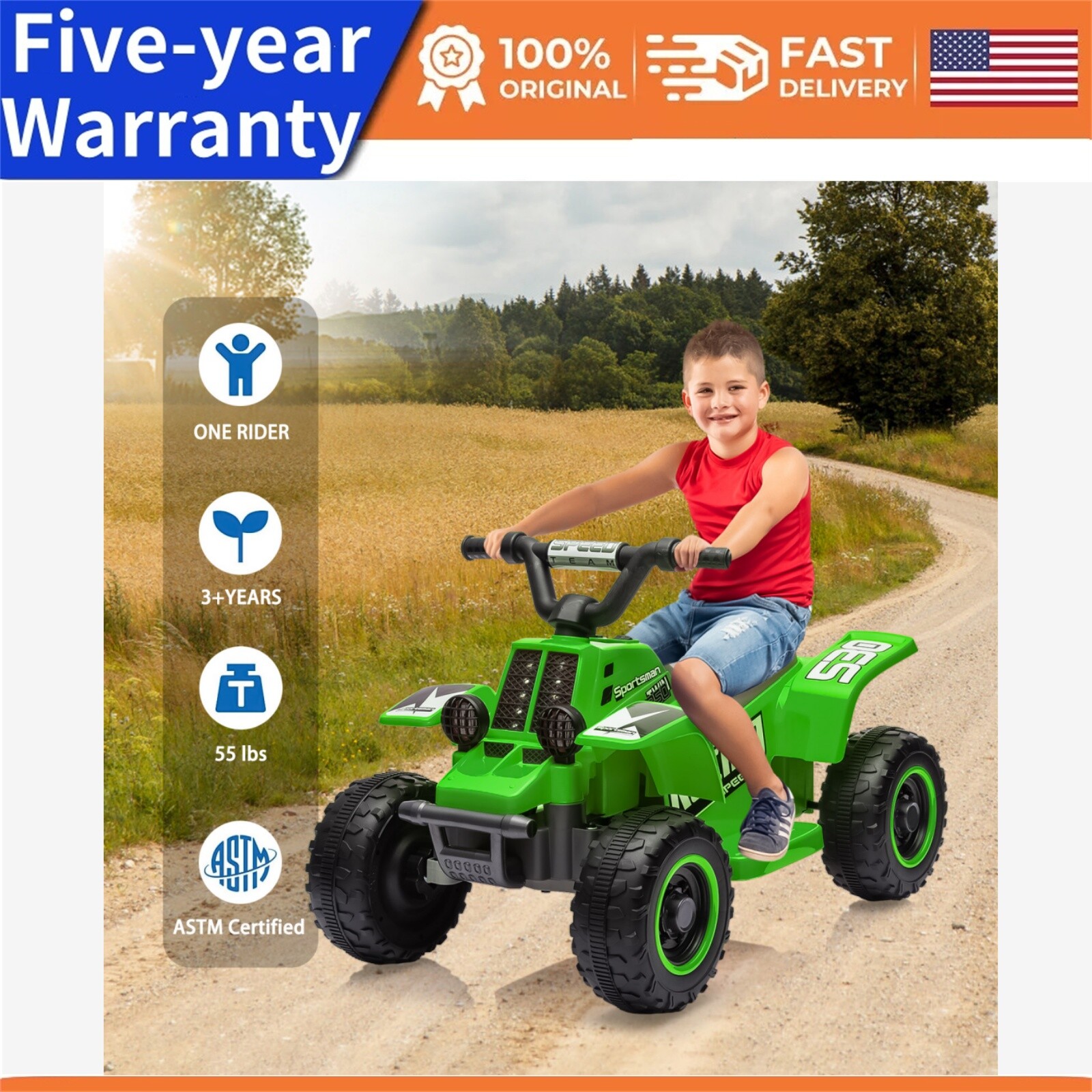 6V Kids ATV 4-Wheeler Ride On Car Electric Motorized Quad Battery Powered