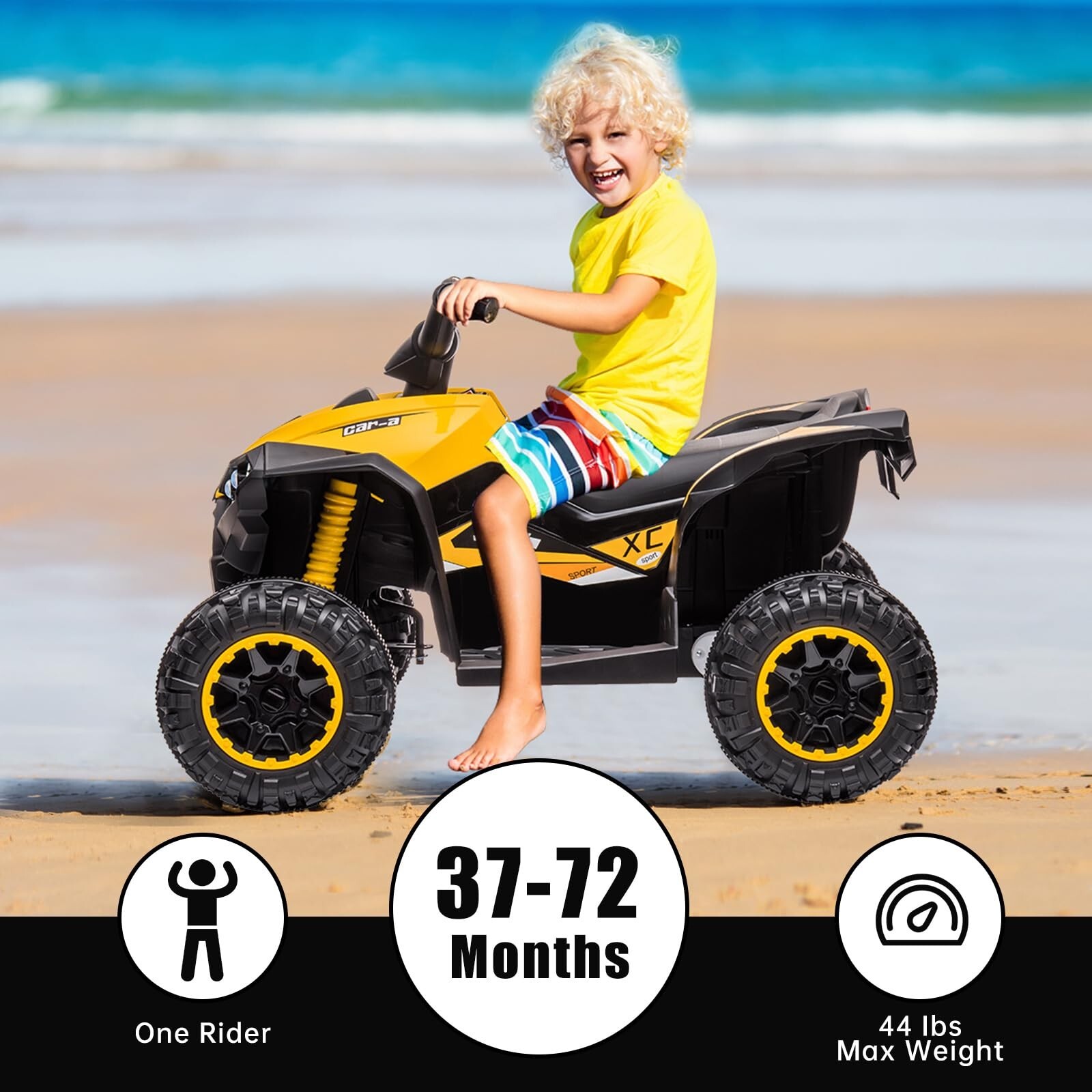12V Kids Ride on ATV Car, 4 Wheels Battery Powered Quad Toy Vehicle with Music