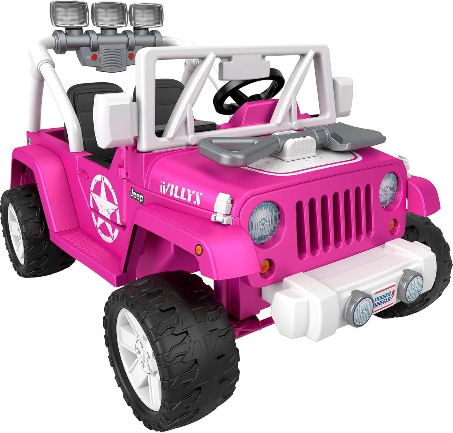 Power Wheels Jeep Wrangler Willys Ride-On Battery Powered Vehicle with Sounds &