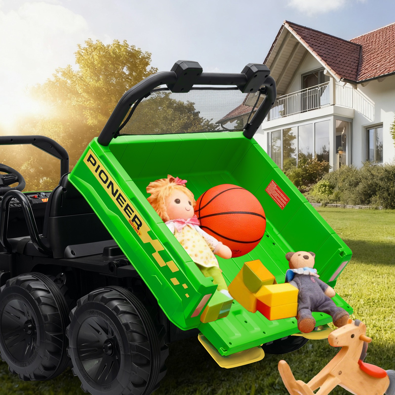 Kids 2 Seater Ride on Car 24V Electric Dump Truck 4WD UTV w/Parental Remote LED