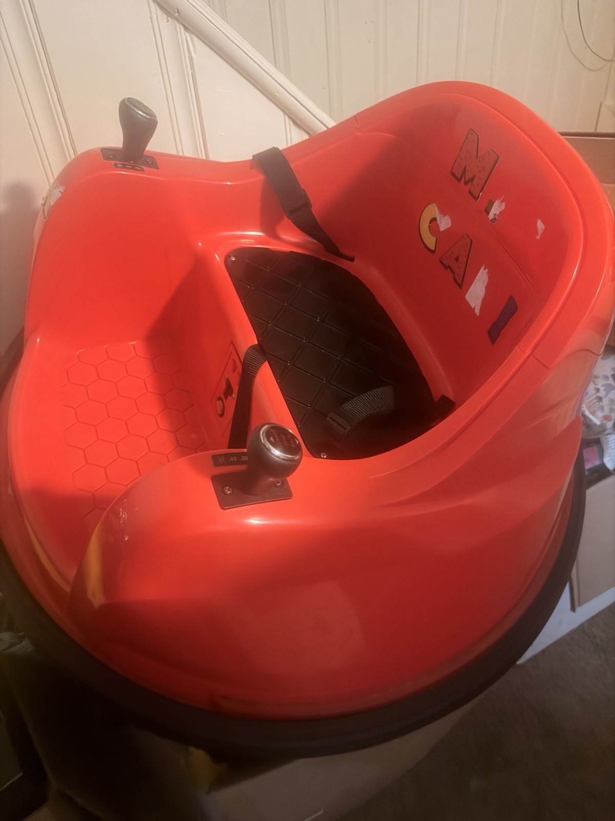 Red 12V Electric Kids Ride-On Bumper Car with Seat Belt, Cars Theme 3-6