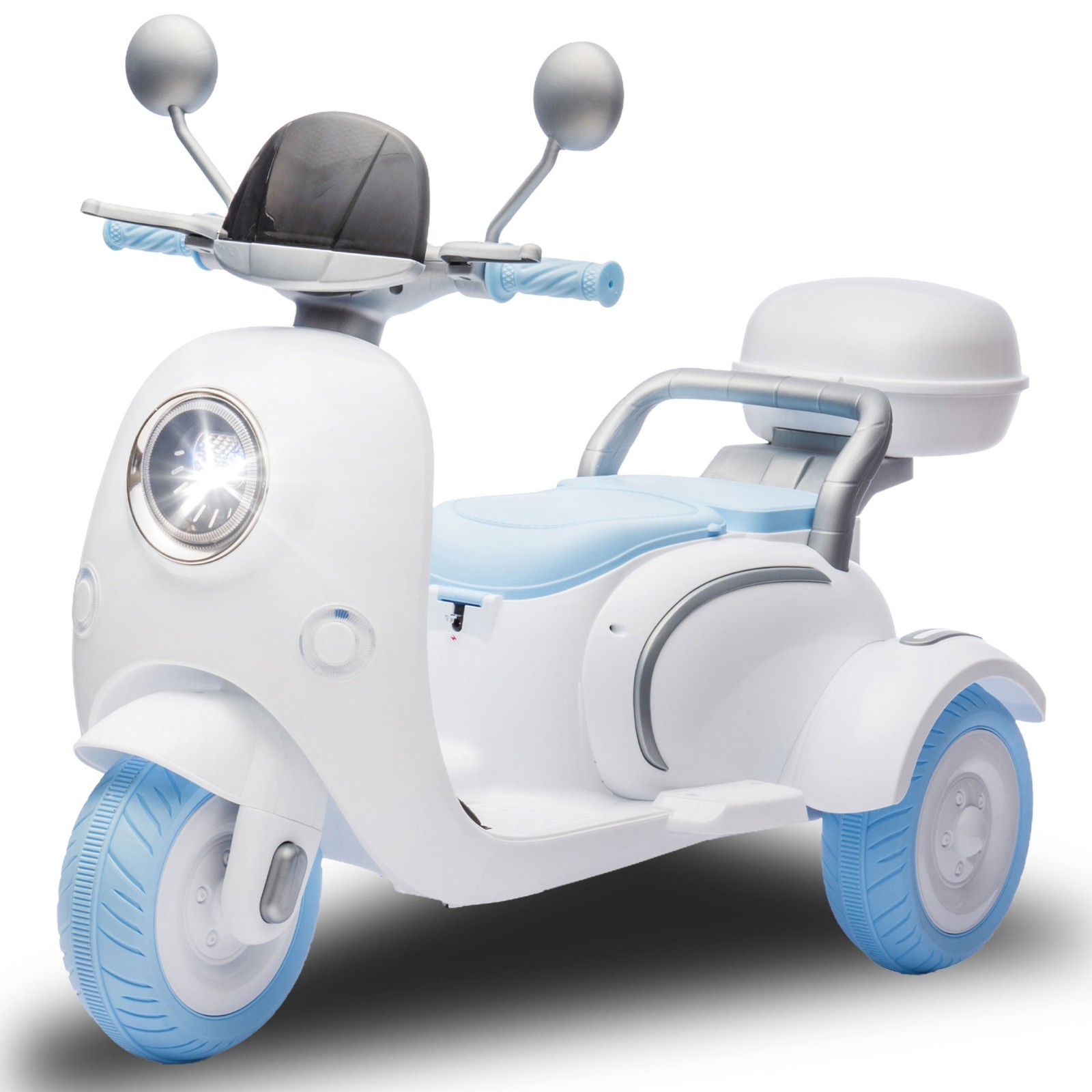 12V Ride on toys Kids Electric Motorcycle 2 Seater w/Bluetooth,LED, Blue