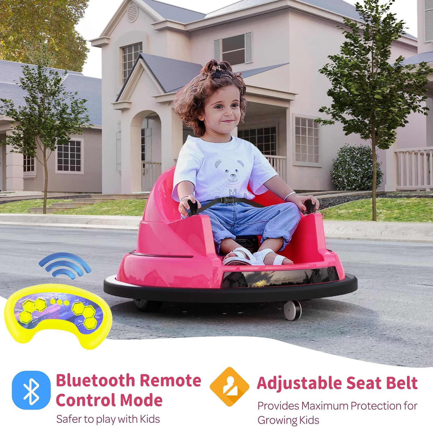 Bumper Car for Toddlers 2-8, 12V Toddler Bumper Car with Remote Control, Safety