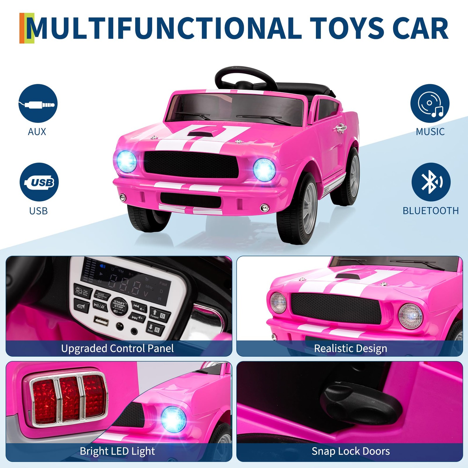 Garvee Ride on Licensed Shelby GT350, 12V Ride on Toys for Toddlers with Remote