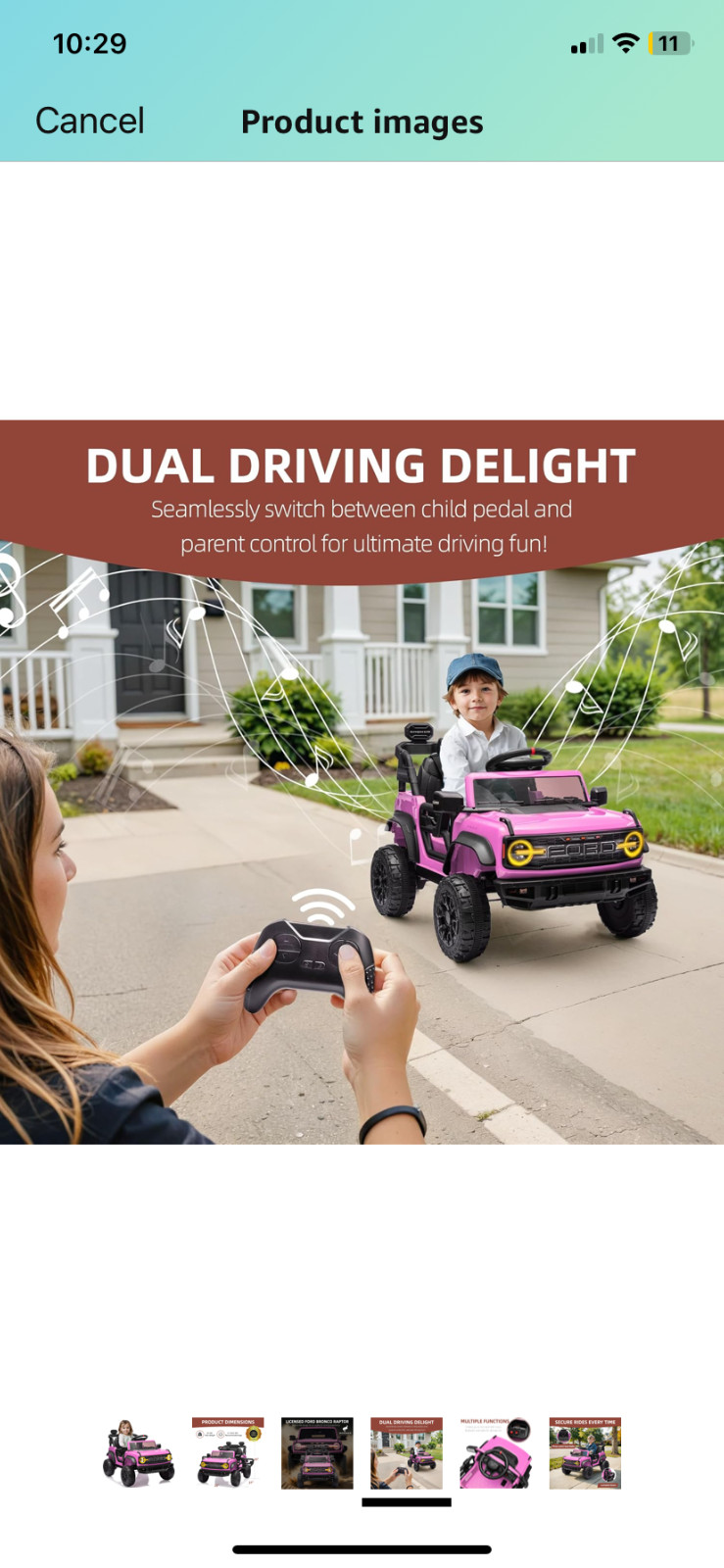 12V Ford Bronco Raptor Ride on Car for Kids, Electric Power Car Ride-On Toy for