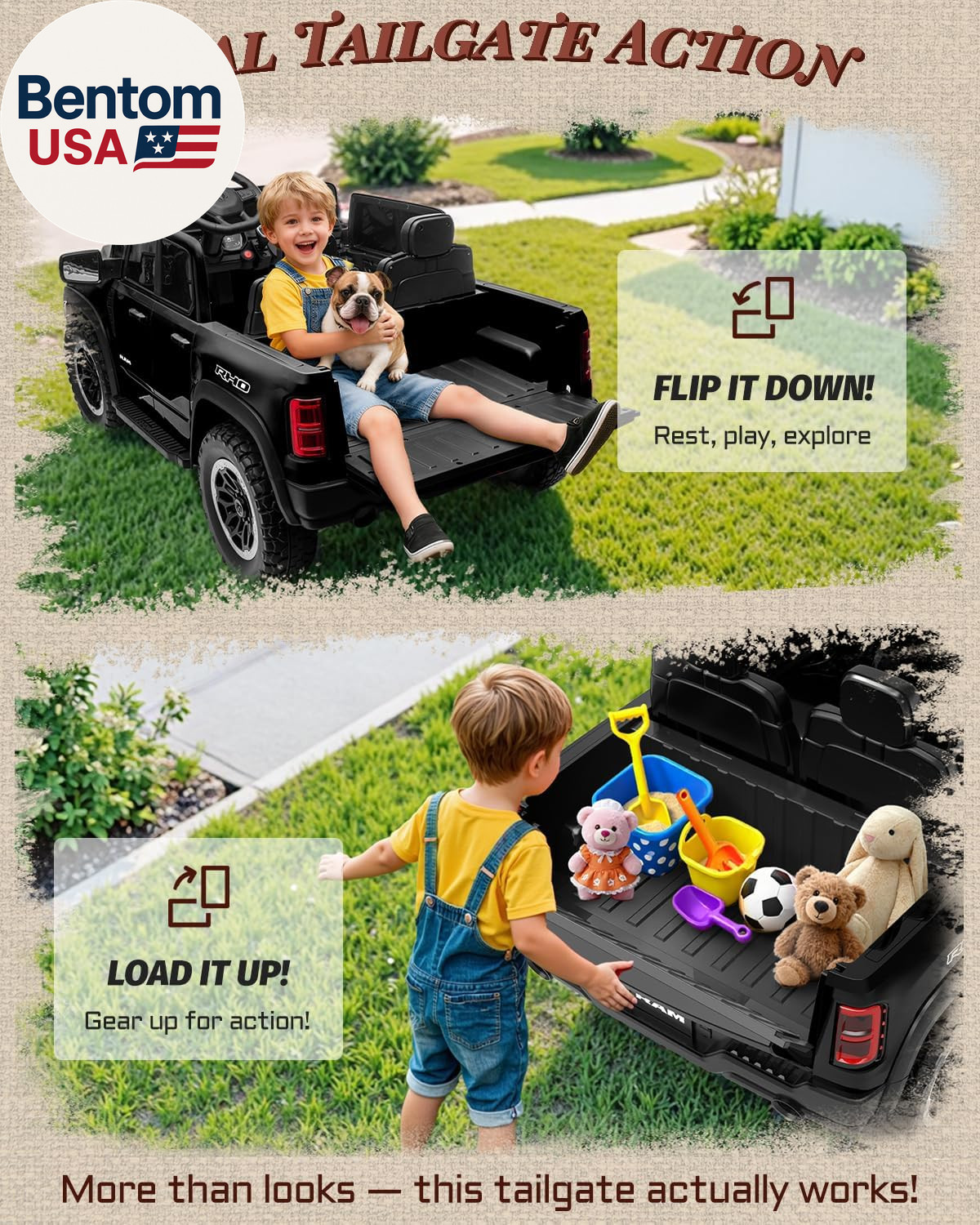 24V Ride on Toys for Big Kids, Licensed RAM 1500 RHO Electric Car for Kids W/Rem