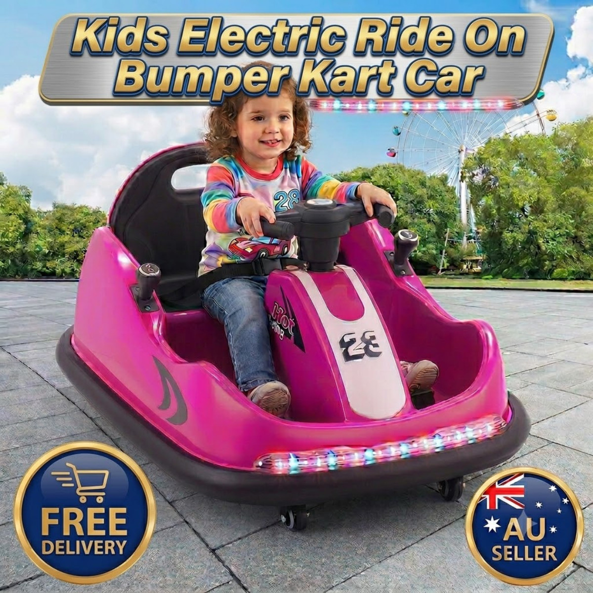 6V Pink Electric Ride On Bumper Kart Kids Remote Control Car Toy
