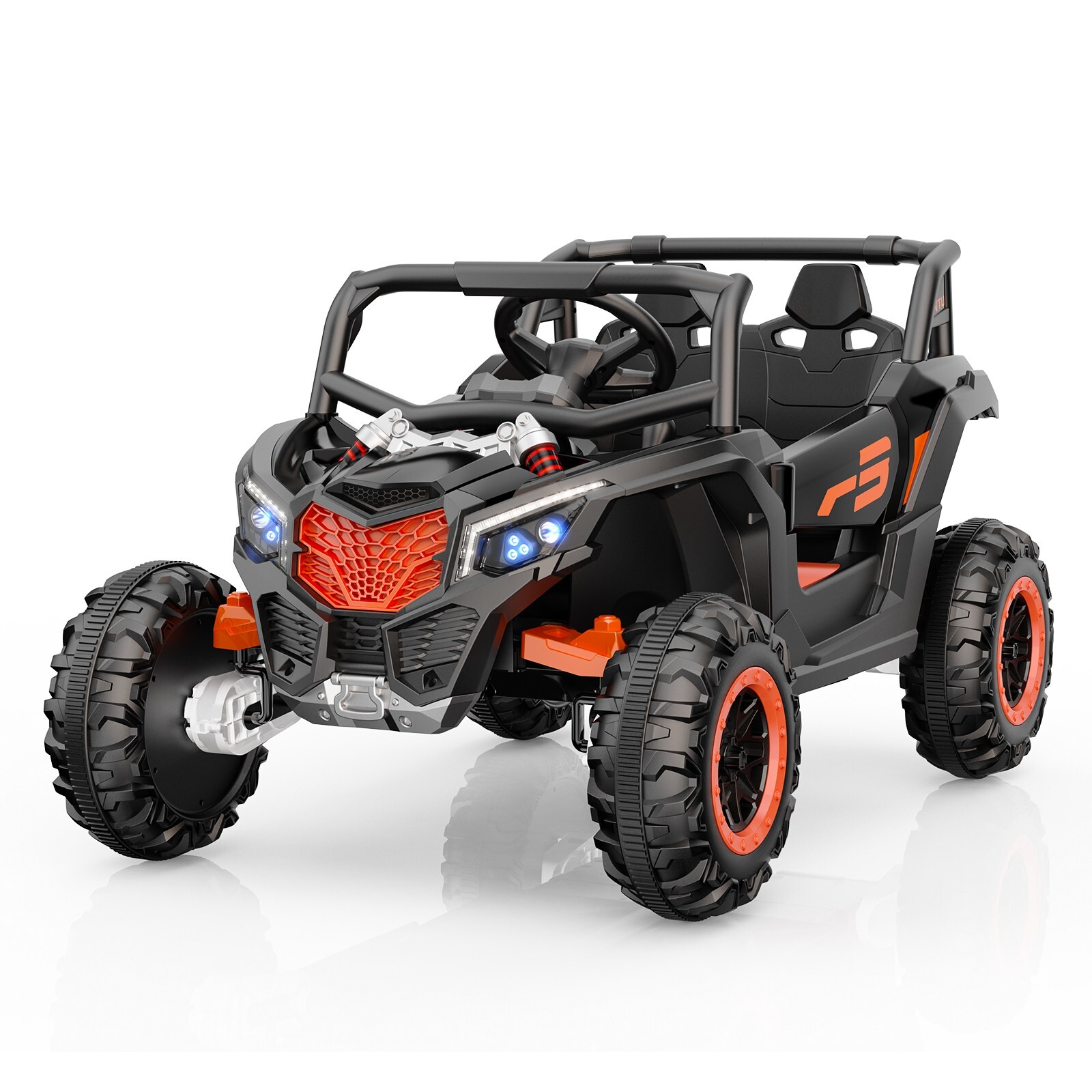 24V children’s ride with remote control, 2-seater toy UTV, Bluetooth, LED lights