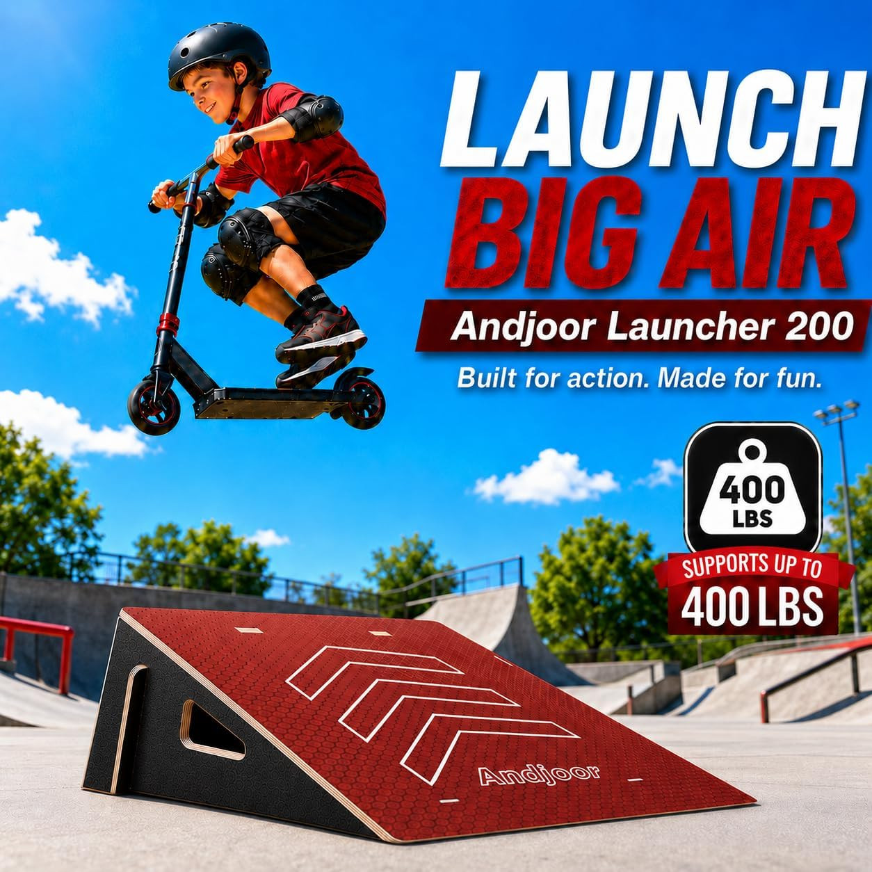 Kids Jumping Ramp for Skateboard, Bike, Scooter, BMX, RC Car and Dirt Bike