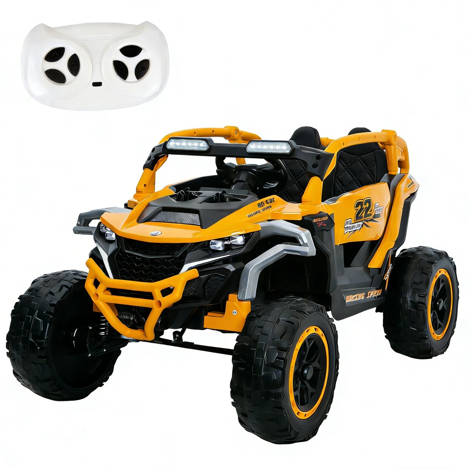 12V Kids Ride On Car UTV Truck 2-Seater Battery Power Wheels with Remote, Yellow