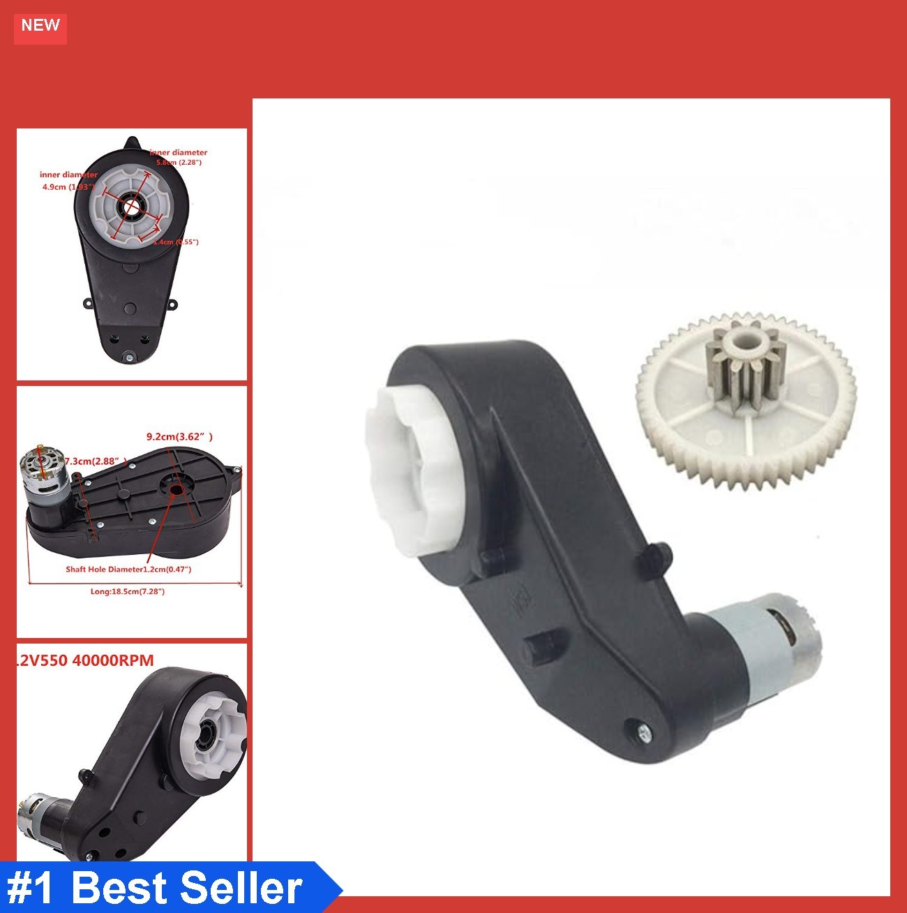 12V 40000 RPM Gearbox Motor for Kids Ride On Car Replacement Parts Upgrade High
