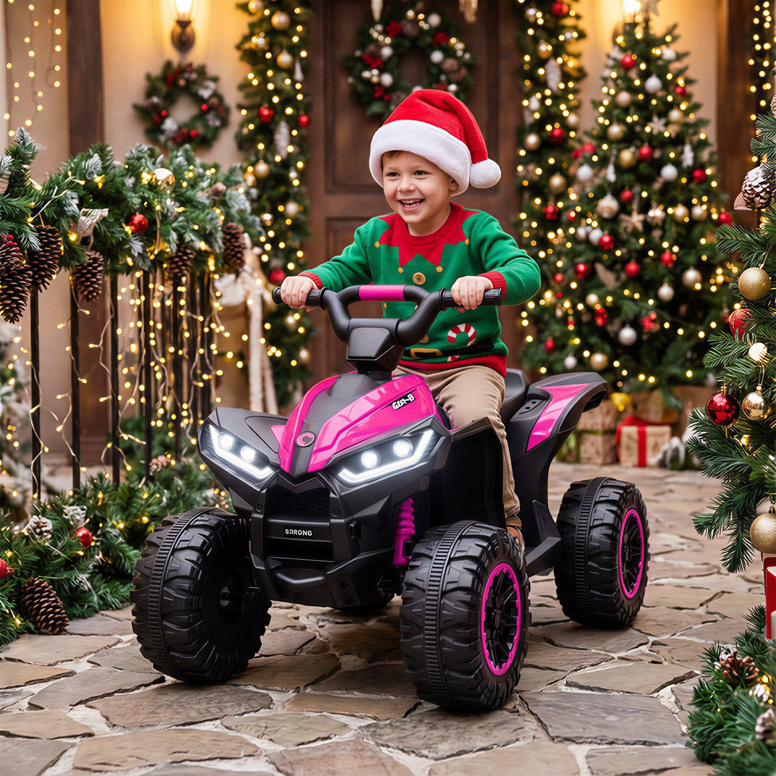 12V Kids ATV Quad Car with Forward & Backward Function, Pink