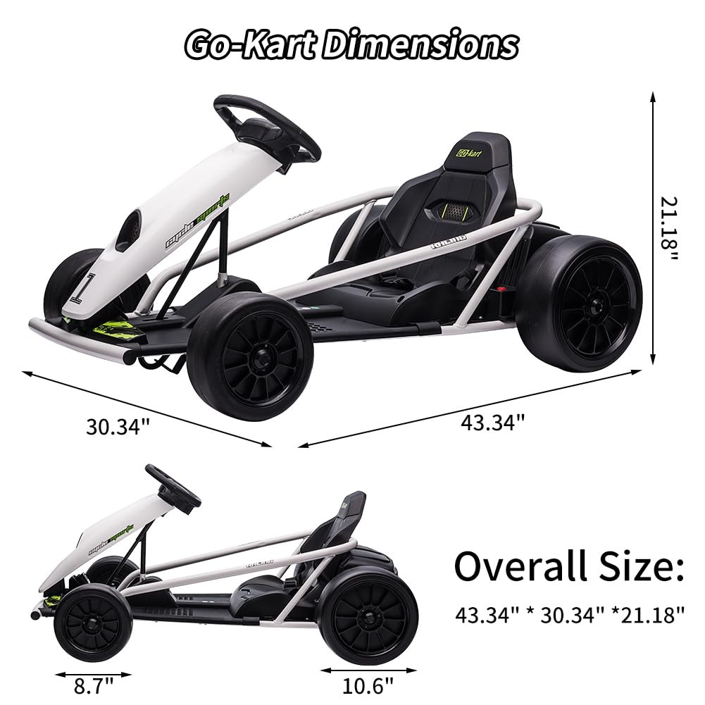 Electric Go Kart for Kids 24V Battery Dual Motors High Speed Outdoor Ride On Toy