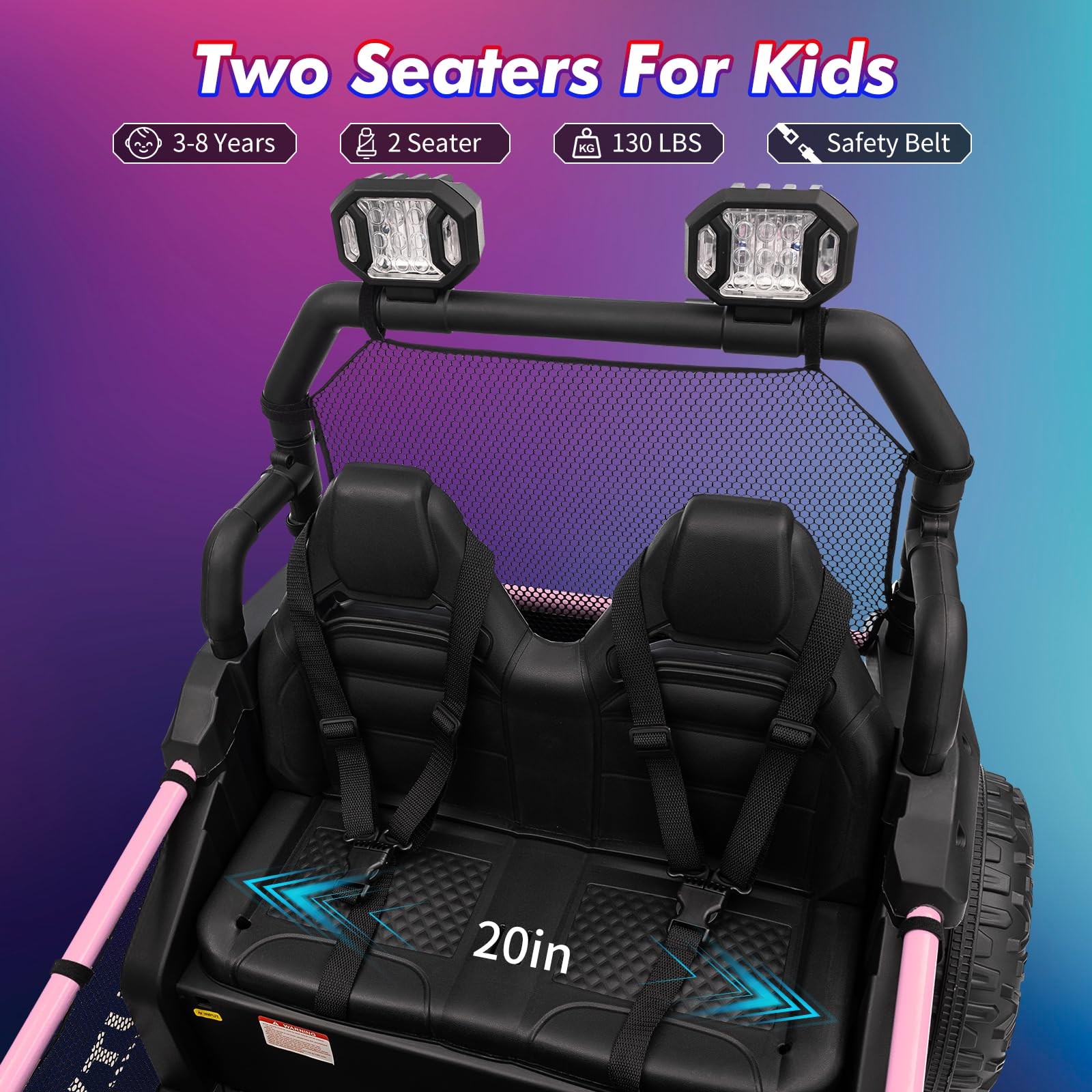 2 Seater Kids Ride On Utv Car,24V 2WD Ride On Car Truck with Metal Frame,Remote