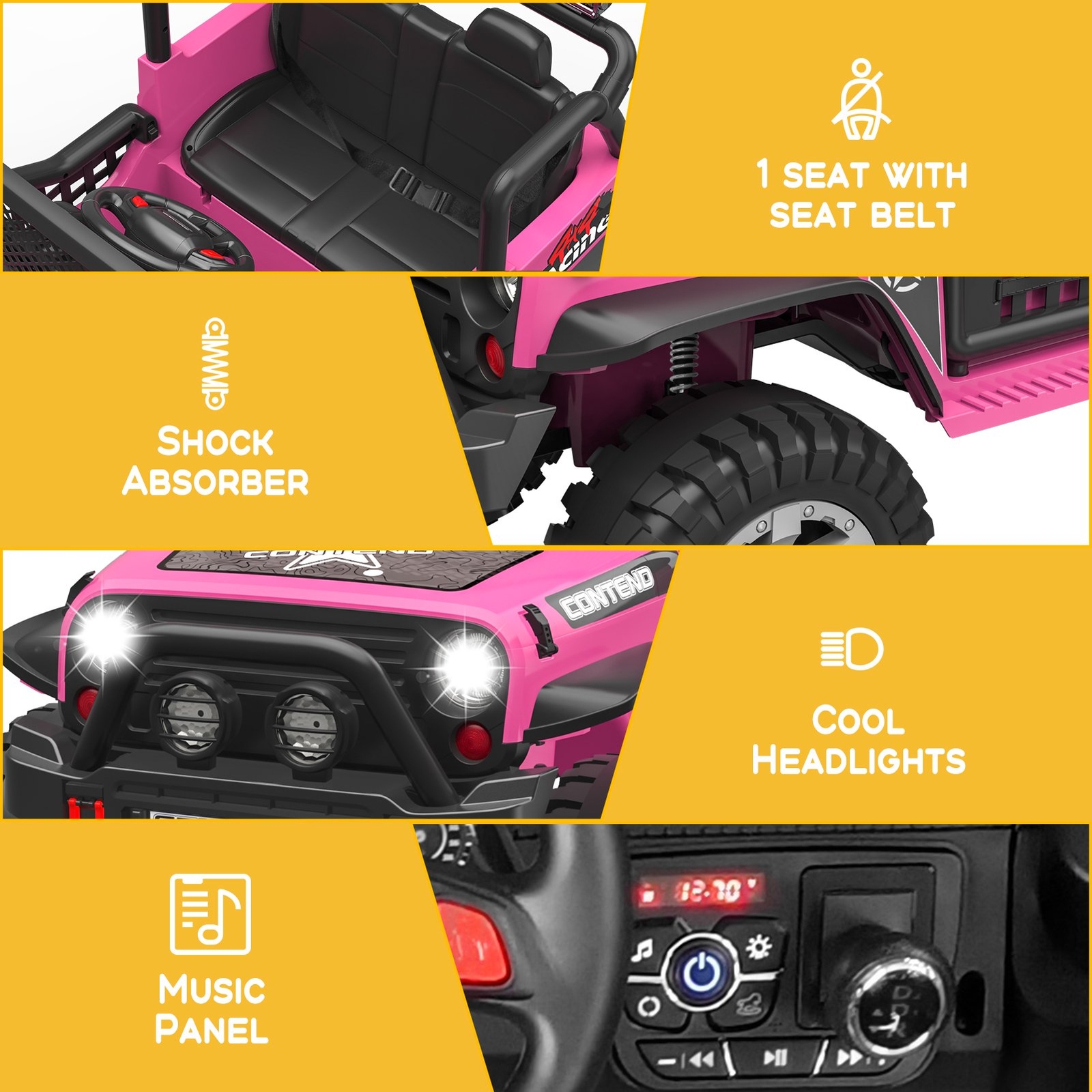 12V Kids Ride On Car Jeep Electric Truck 2 Seats Off-Road Vehicle Remote Control