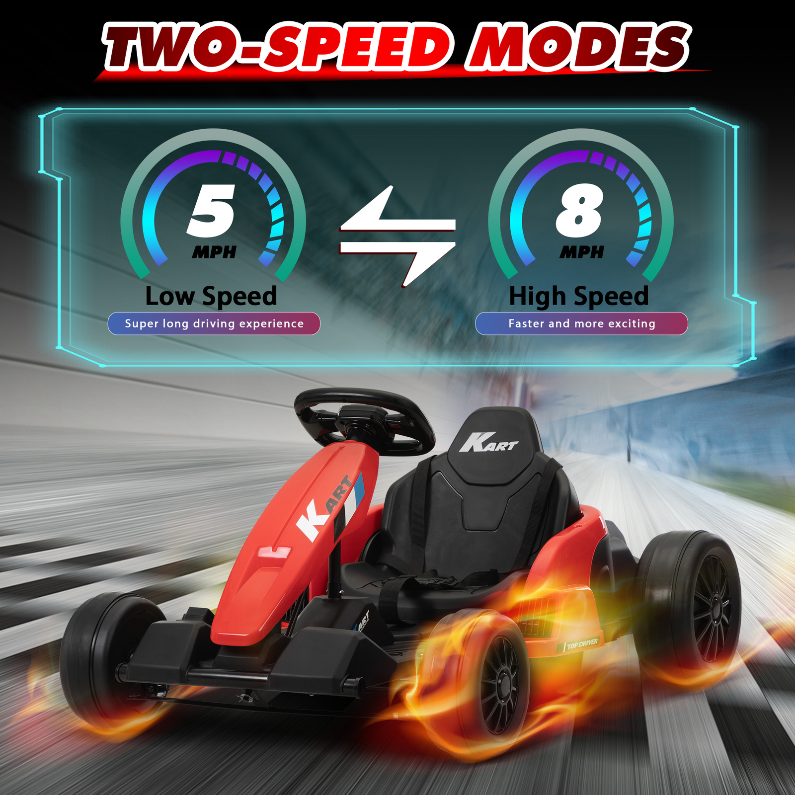 TOBBI 24V Kids Go-Kart Electric Power Ride On Toy Vehicle for Kids Aged 4-16