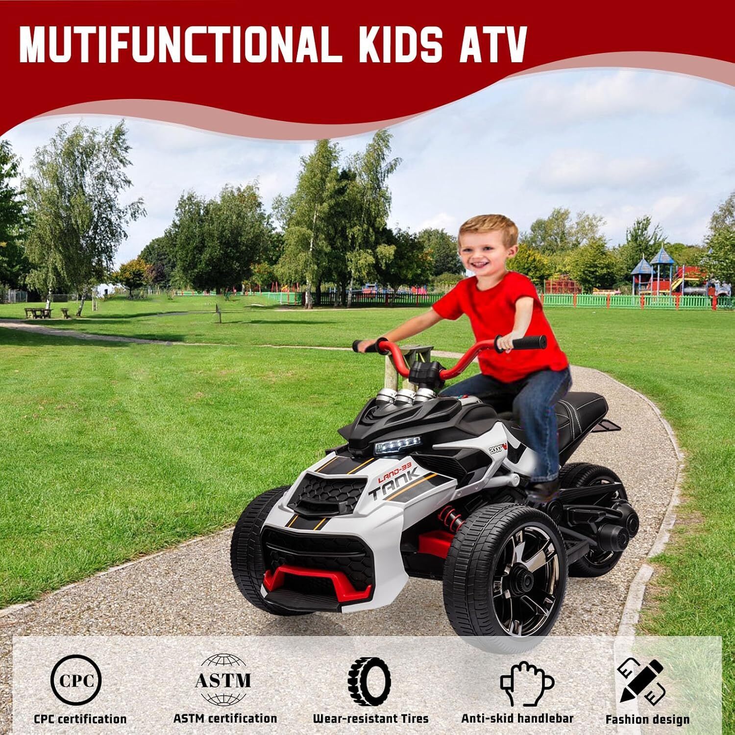 12V Kids Ride On ATV Electric Car Toy Battery Powered Toddler 3-Wheeler Gift