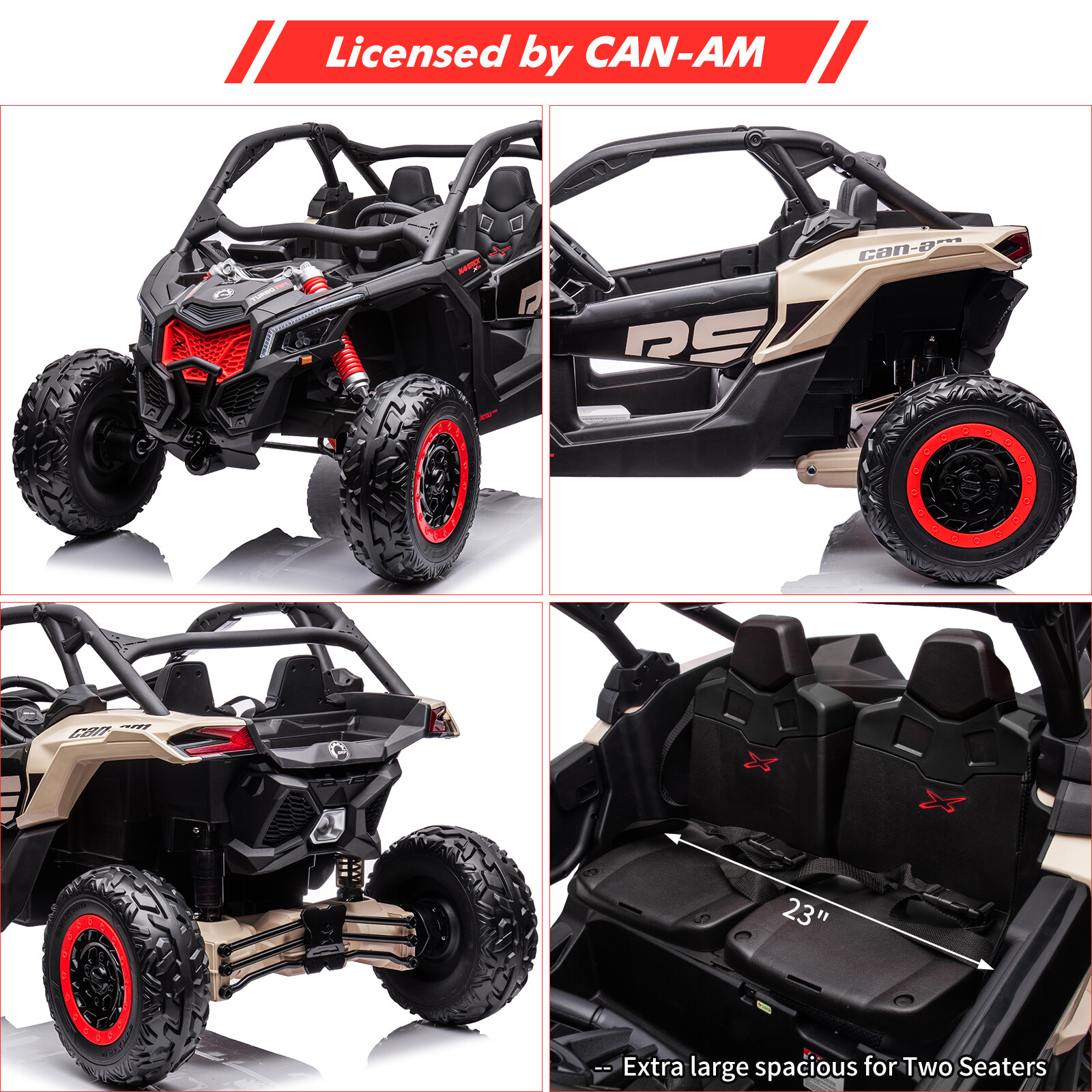 2 Seater Ride On UTV Car, Electric Off-Road Car, 4WD Kids Truck W/Remote Control