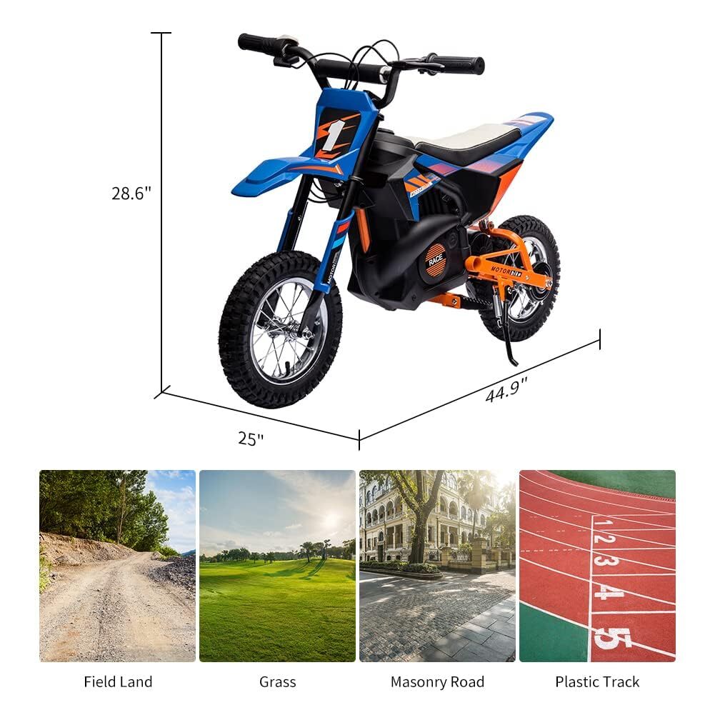 24V Electric Motorcycle for Kids 13.6MPH Fast Speed Motocross Dirt Bike Ride Toy