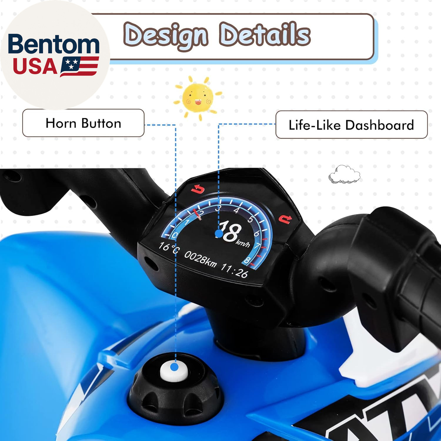 Kids Ride on ATV, 6V Electric Vehicle for Toddlers, 4 Wheeler Battery Powered Mo