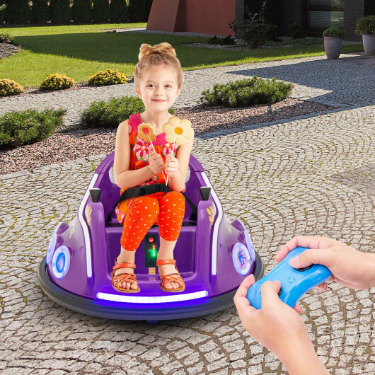 12V Electric Ride On Car with Remote Control and Flashing LED Lights-Purple – Co