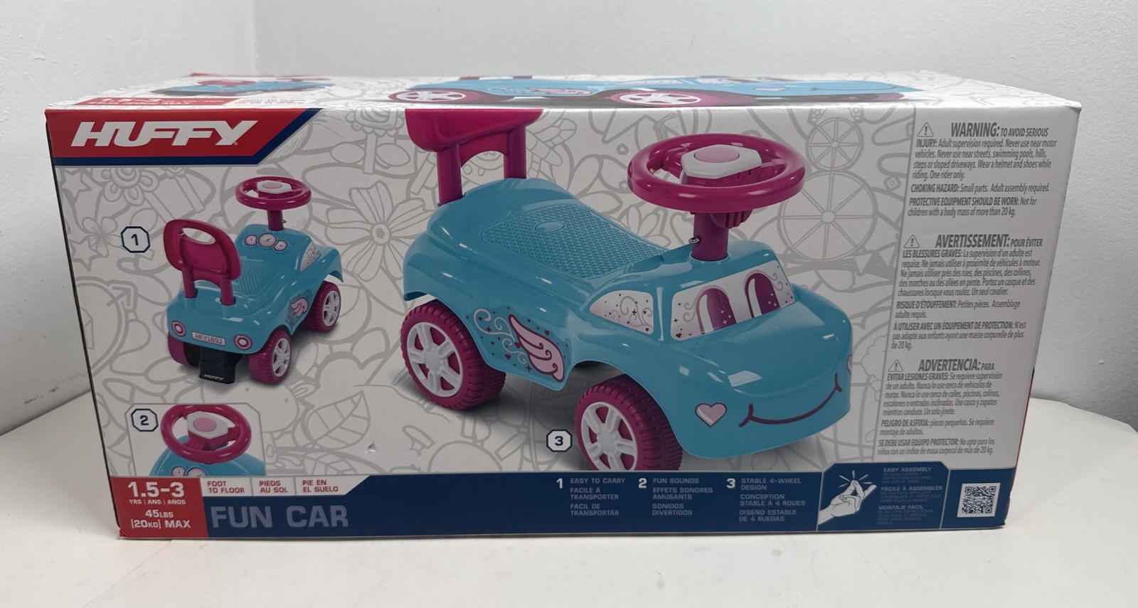 Huffy Fun Car Toddler Ride-on Toy, Foot to Floor