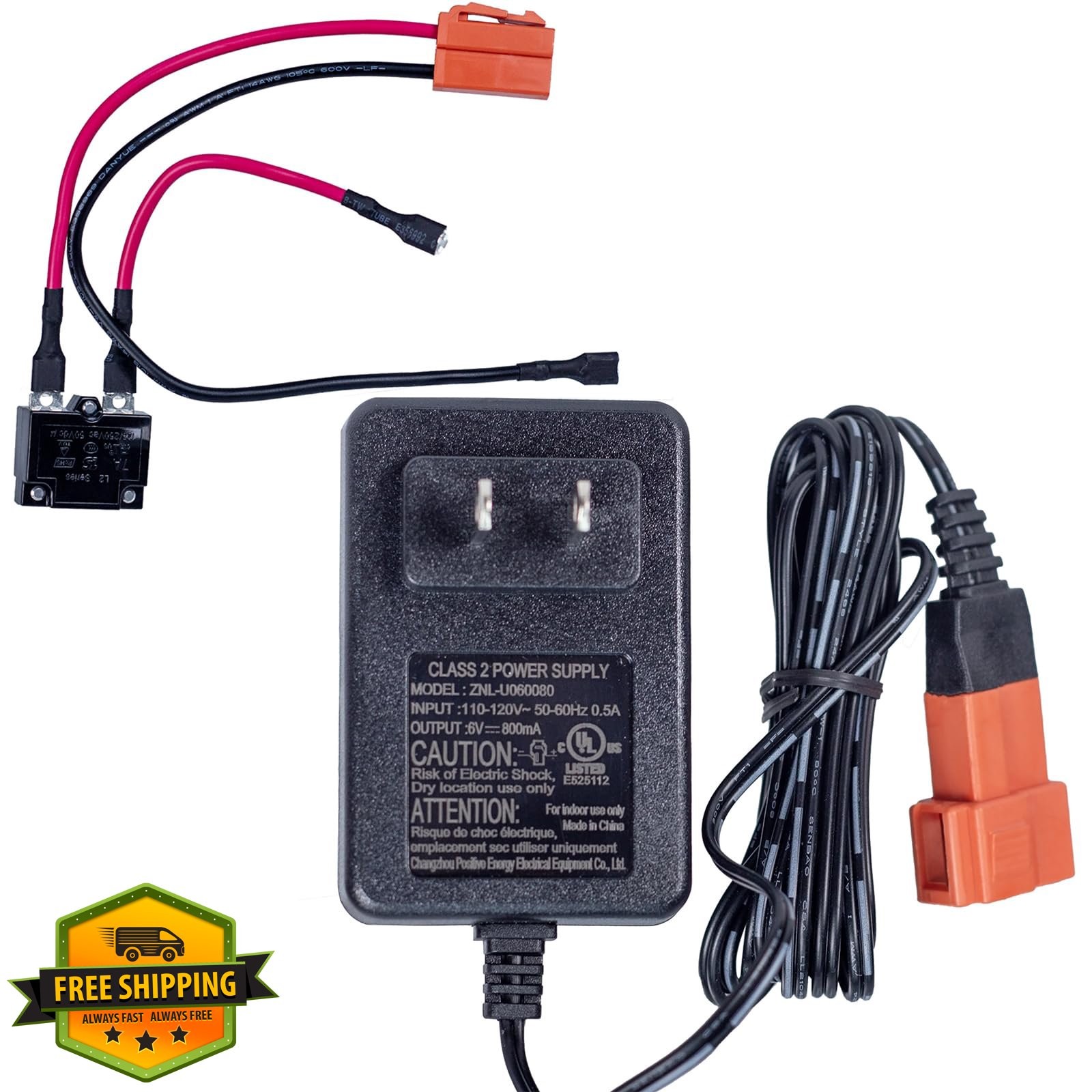 ToiCottage 2pin 6v Ride on Car Charger