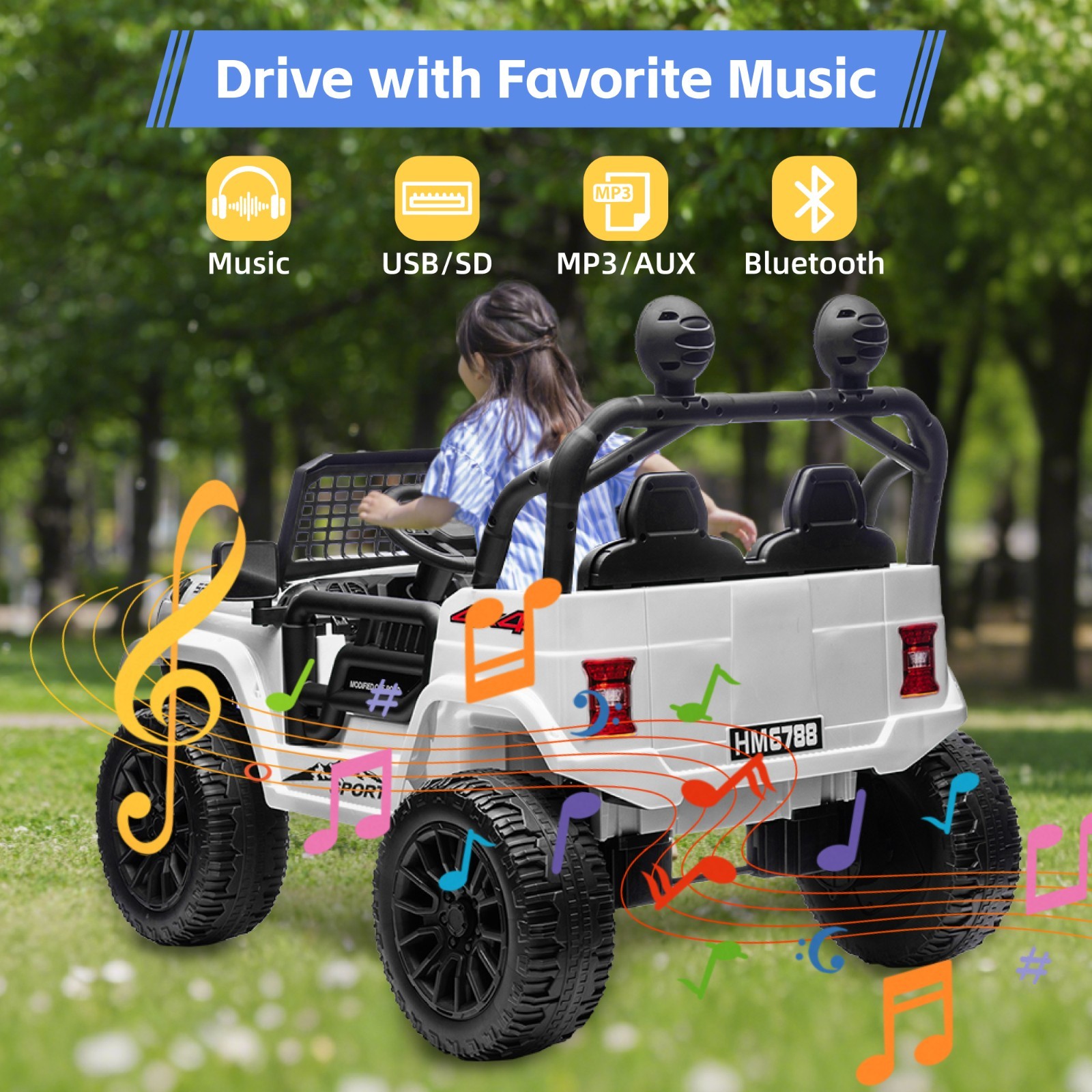 24V Kids 2 Seater Truck Ride on Toy 3-6mph Low & High Speed w/Remote Xmas Gifts