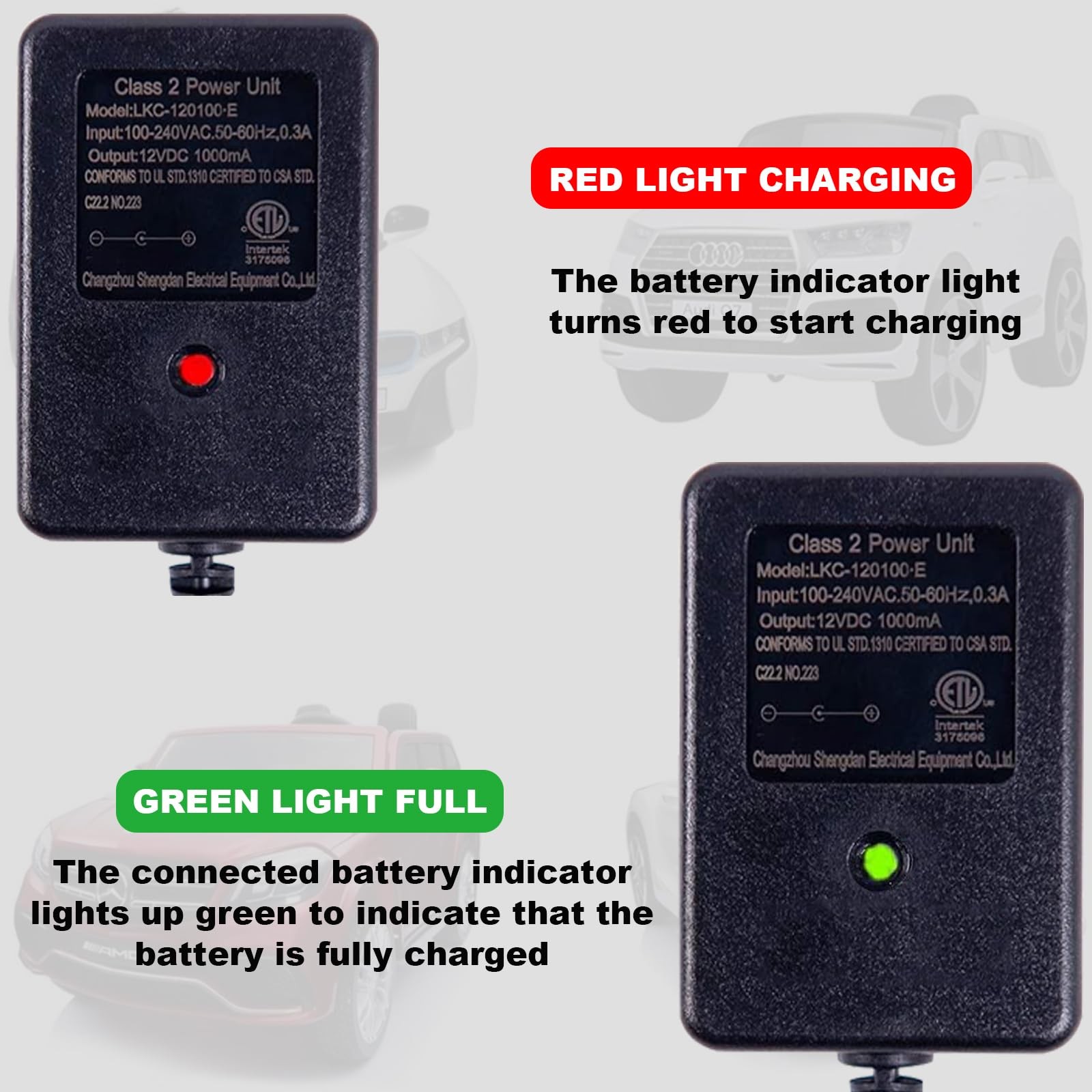 12 Volt Battery Charger for Ride on Toys, 12V Kids Ride on Truck Toy Cars Cha…