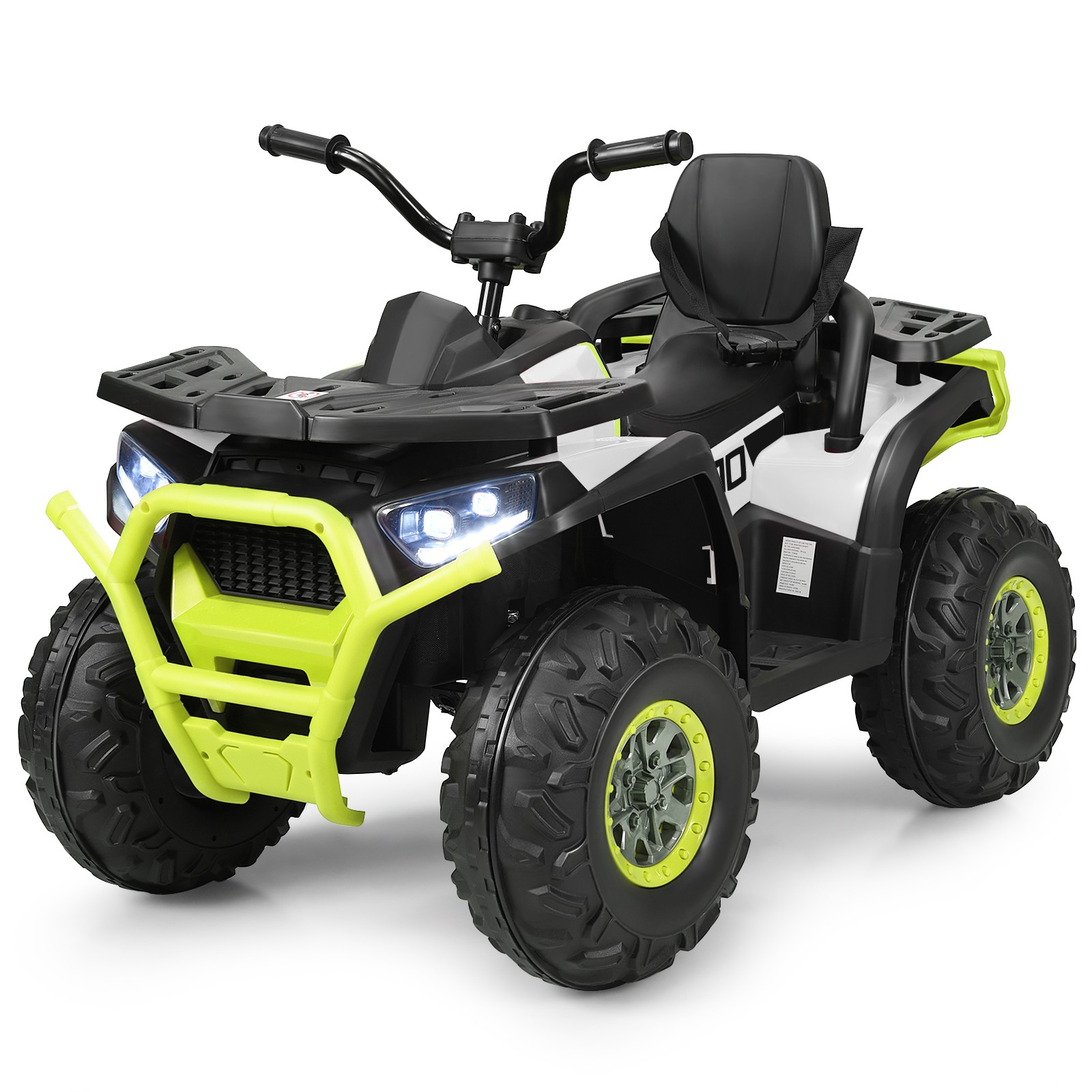 12V Kids Electric 4-Wheeler ATV Quad 2 Speeds Ride On Car w/MP3&LED Lights White