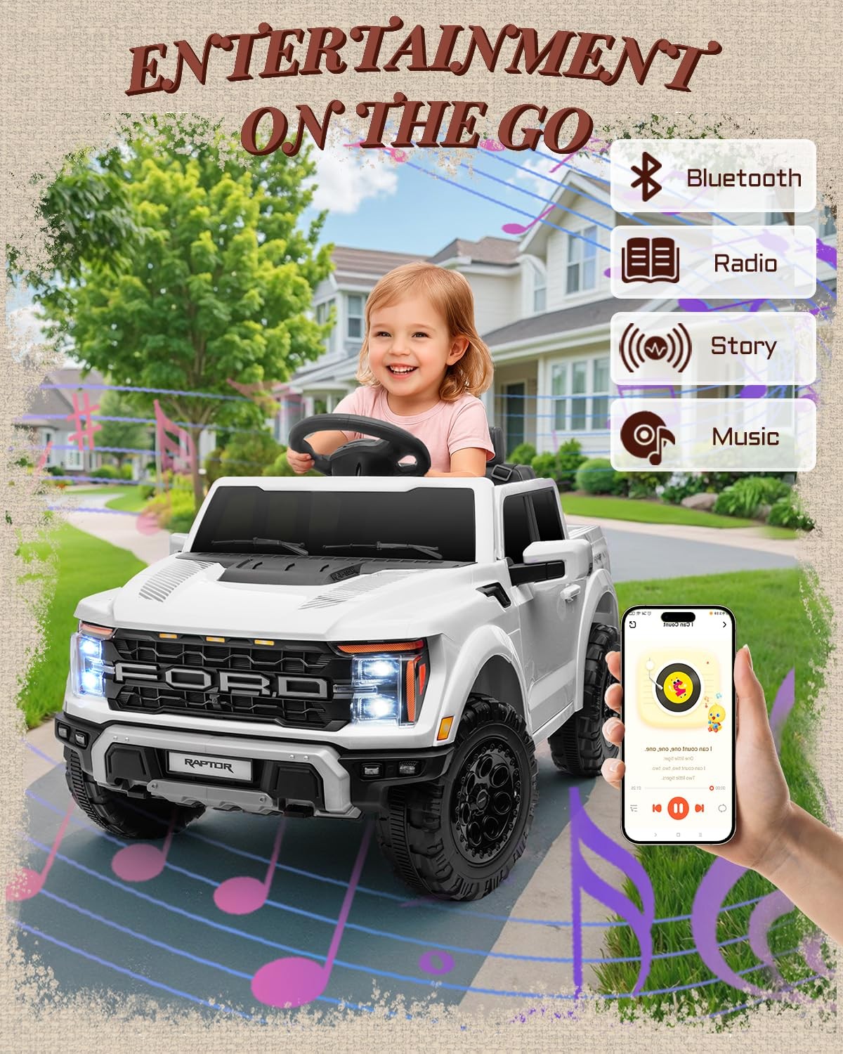 First Ride On Licensed Ford F-150 Raptor 12V Kids Ride On Truck Ride On Toys