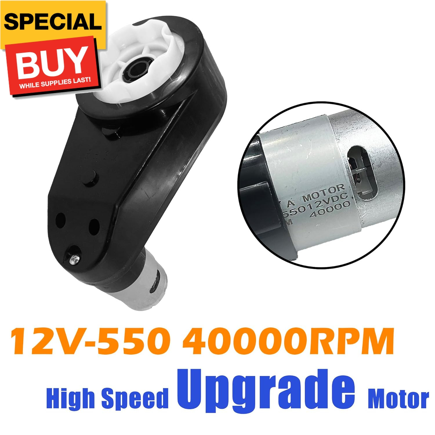 2PCS Kids Ride On Car Gearbox 12V RS550 40000RPM High-Speed Motor Gearbox for Po