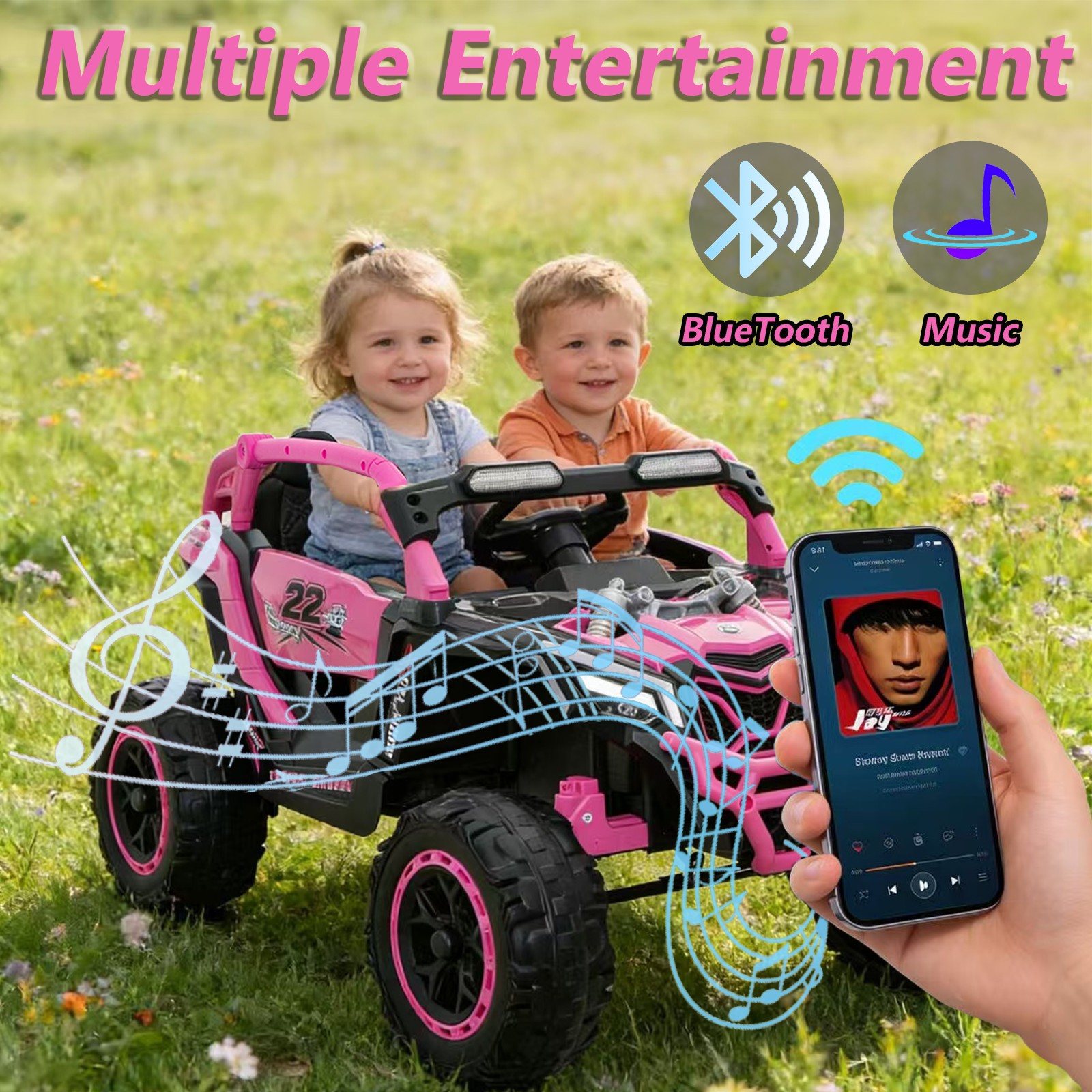 2 Seaters Ride on UTV 24V 400W Kids Electric Car Truck with Remote Music Light