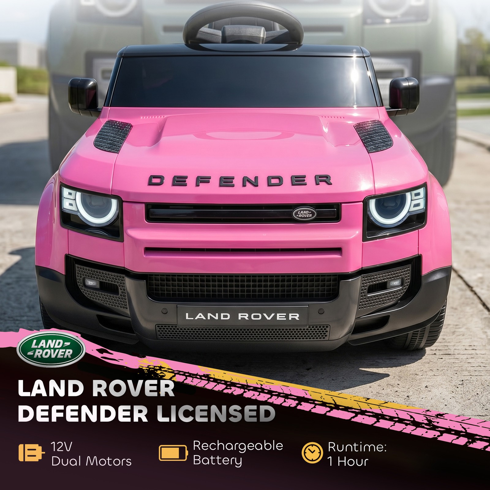 Qaba 12V Ride on Car Licensed Land Rover with Suspension & Remote, Pink