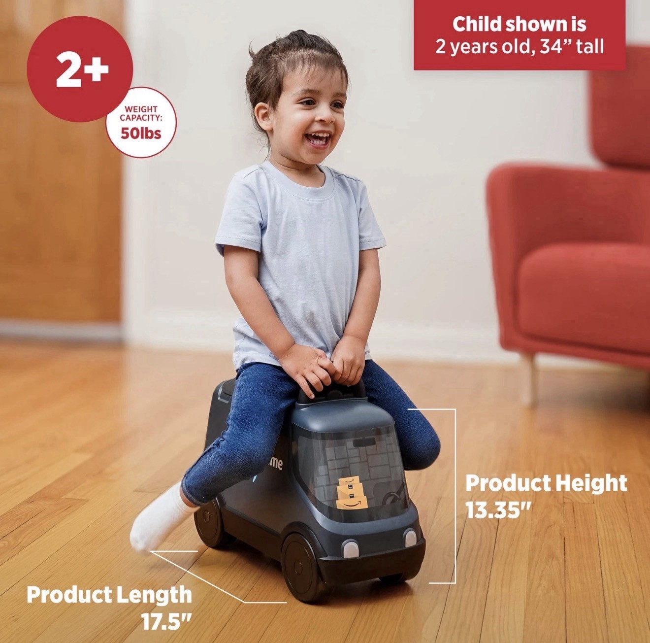 Amazon Delivery Van Ride on Toy for Kids, Blue Toddler Ride on Toy for Ages 2+