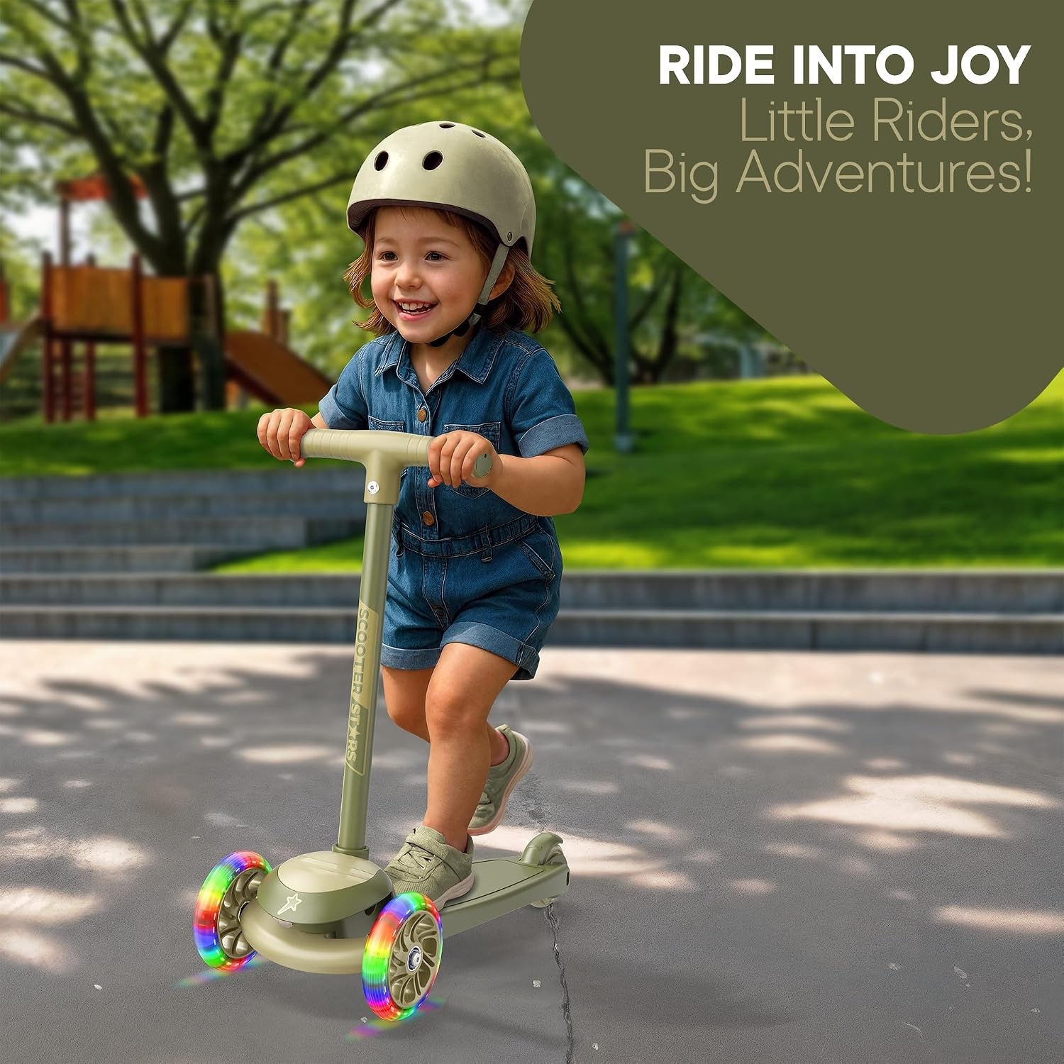 3 Wheel Scooter for Kids, Smooth Light Up LED Front Wheels, Wide Anti Slip Deck,
