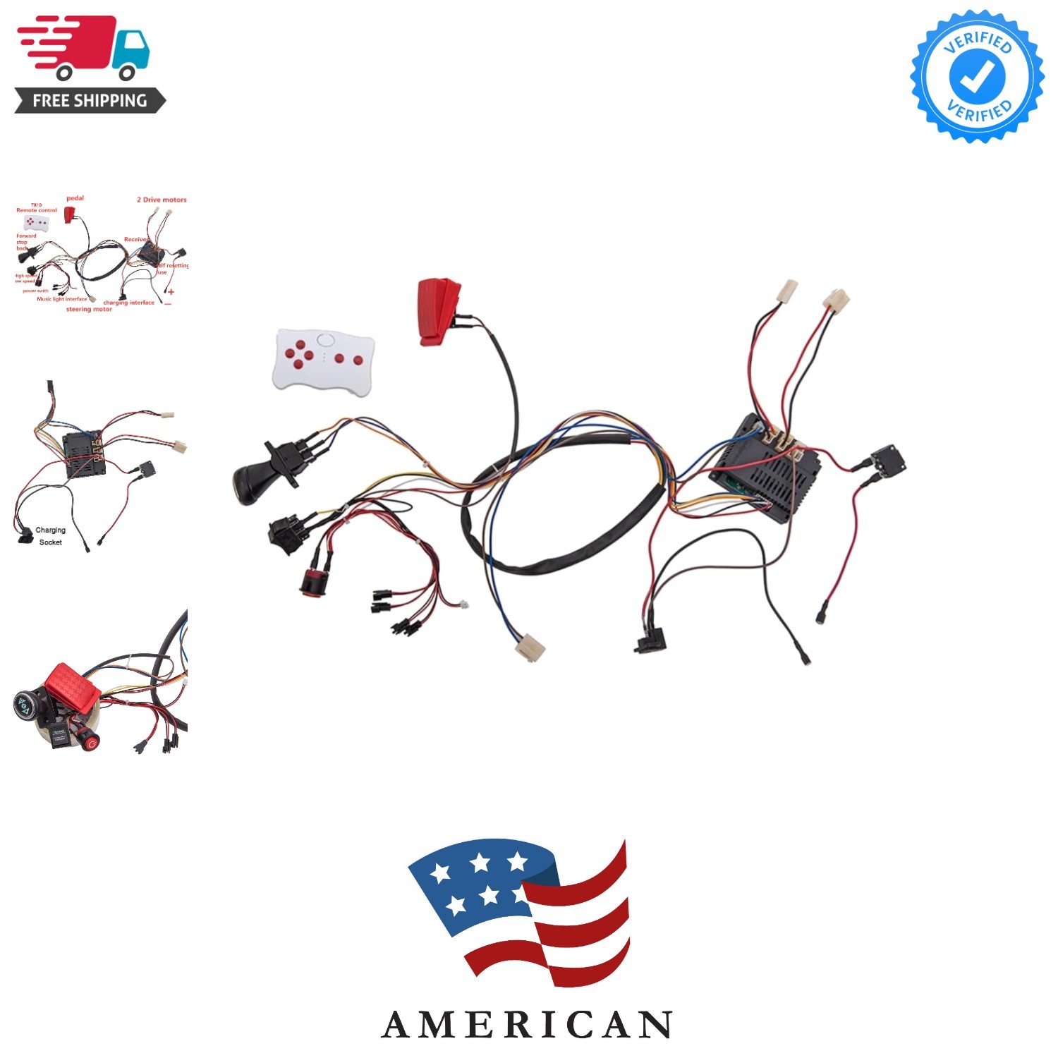 12 Volt Children Electric Car DIY Modified Wires and Switch Kit,with 2.4G Blu…