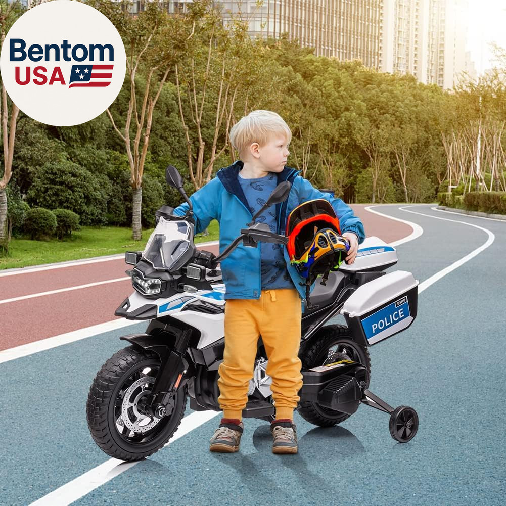12V 7AH Kids Motorcycle, Licensed BMW Ride on Police Motorcycle for Kids with Hi