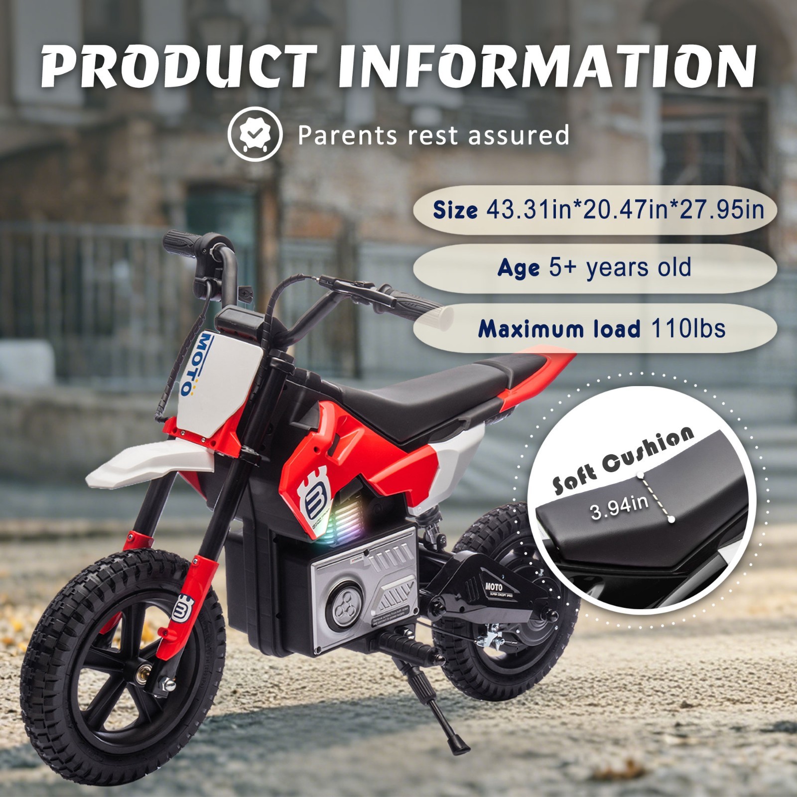 24V Kids Motorcycle Dirt Bike Ride On Toys Battery Powered for Kids Age 5-15
