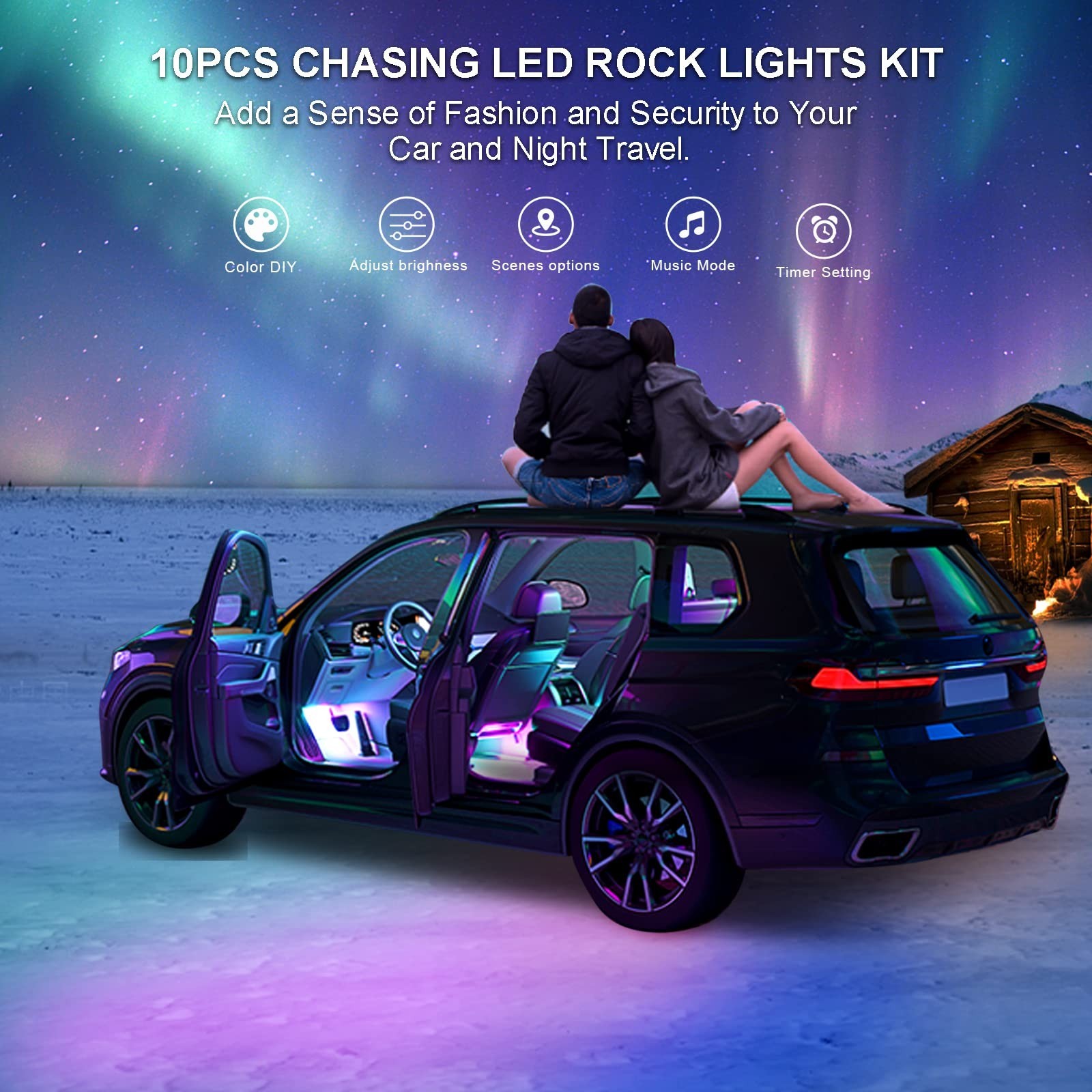 6 Pods RGB+IC LED Rock Lights for UTV ATV Golf Cart Truck SXS SUV RZR, Music …