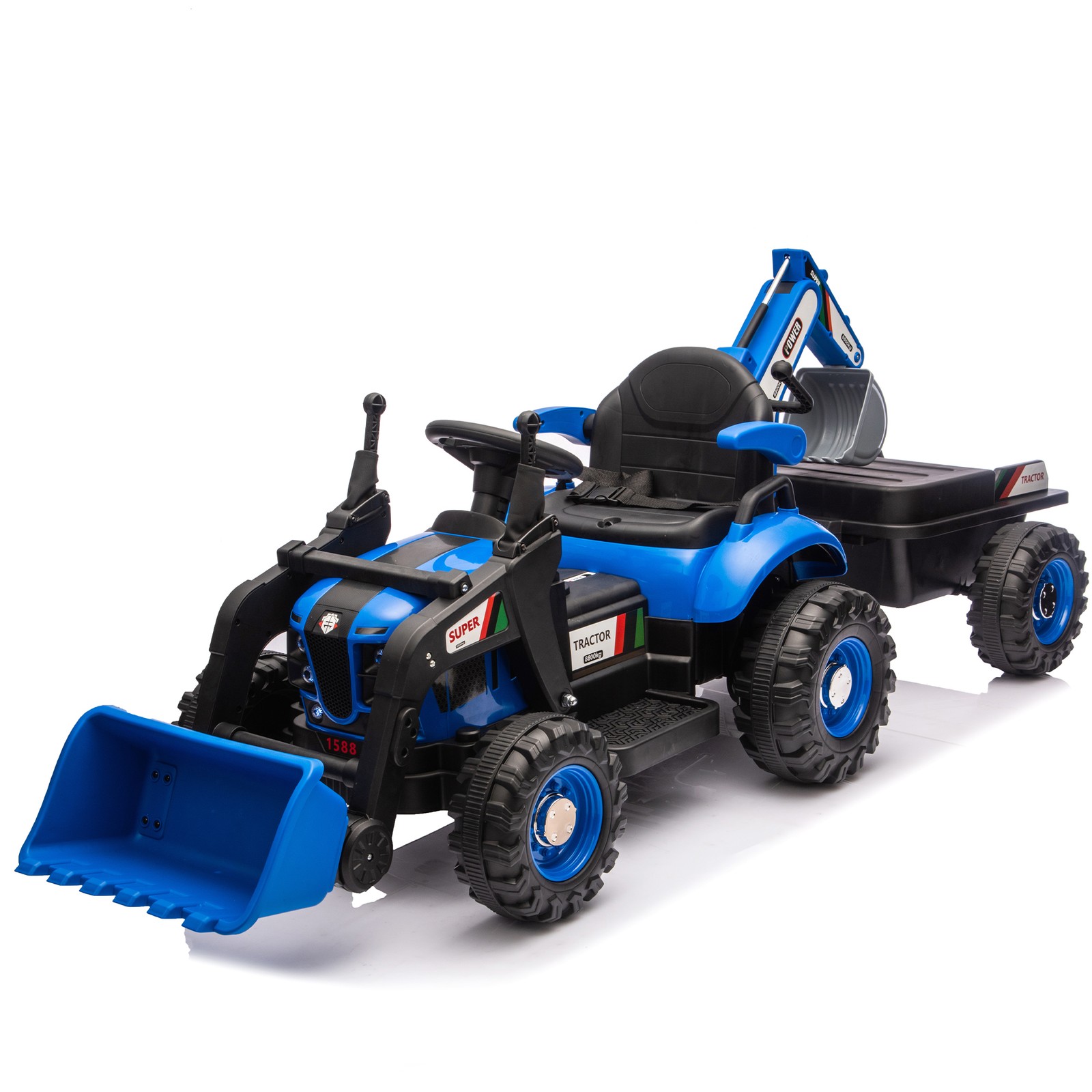 4 in 1 Kids Ride-On Tractor 24V Electric Excavator Dump Truck Bulldozer W/Remote