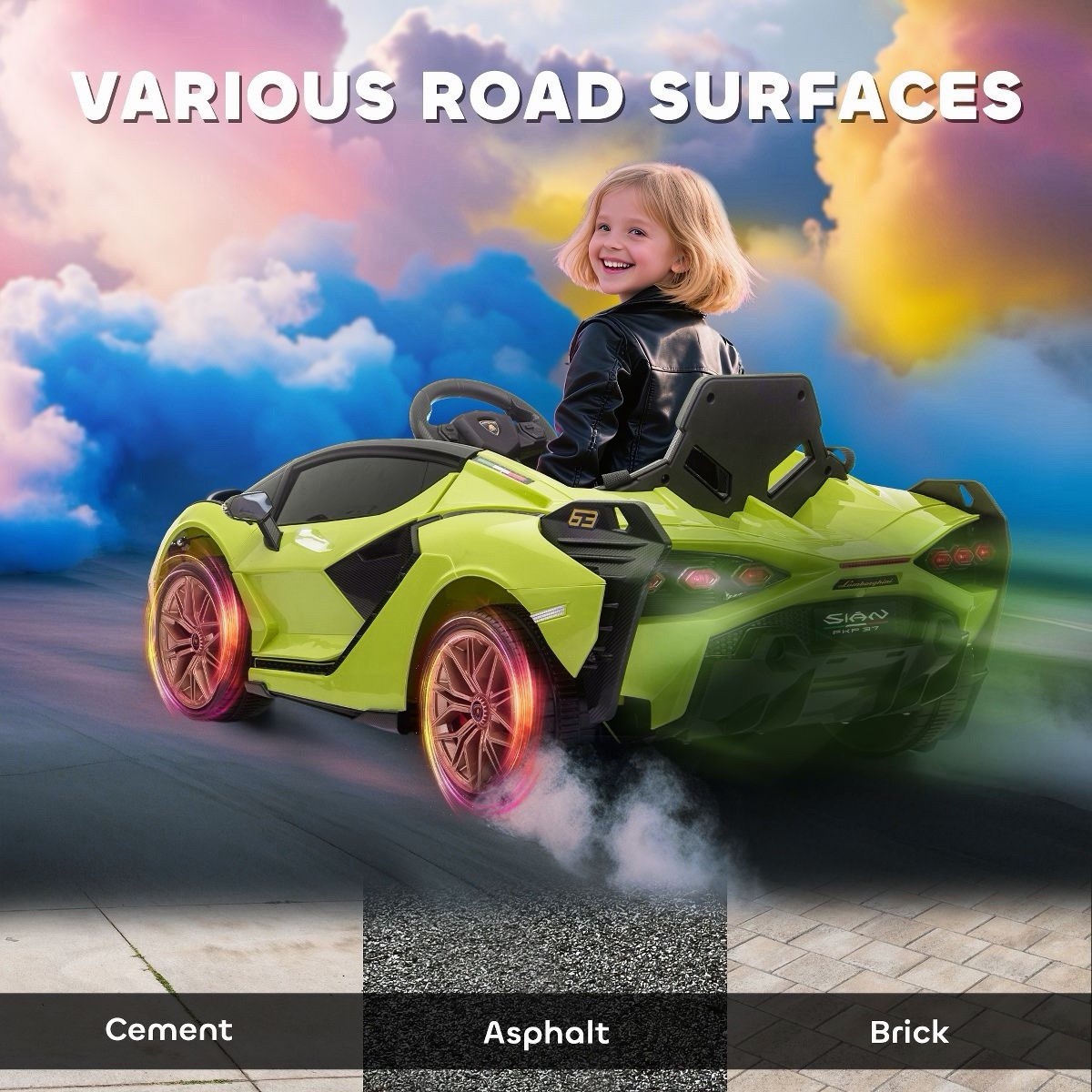 Aosom Lamborghini SIAN 12V Kids Electric Ride On Car Toy w/ Remote Control Green