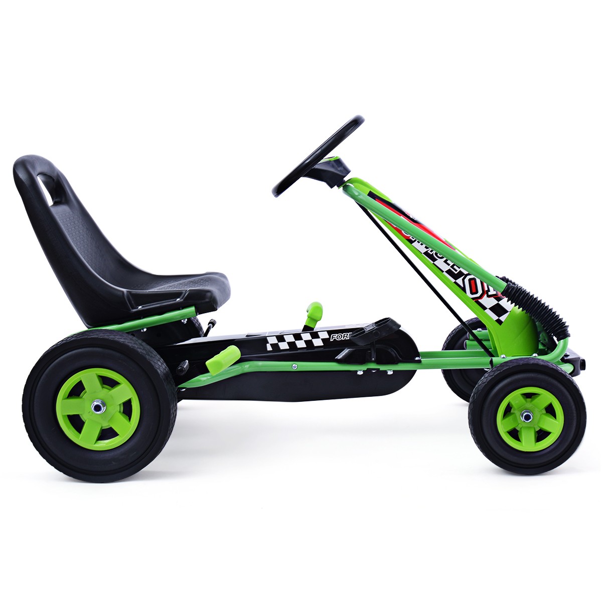 Honeyjoy Kids Ride On Toy Go Kart 4 Wheel Pedal Powered w/ Adjustable Seat Green