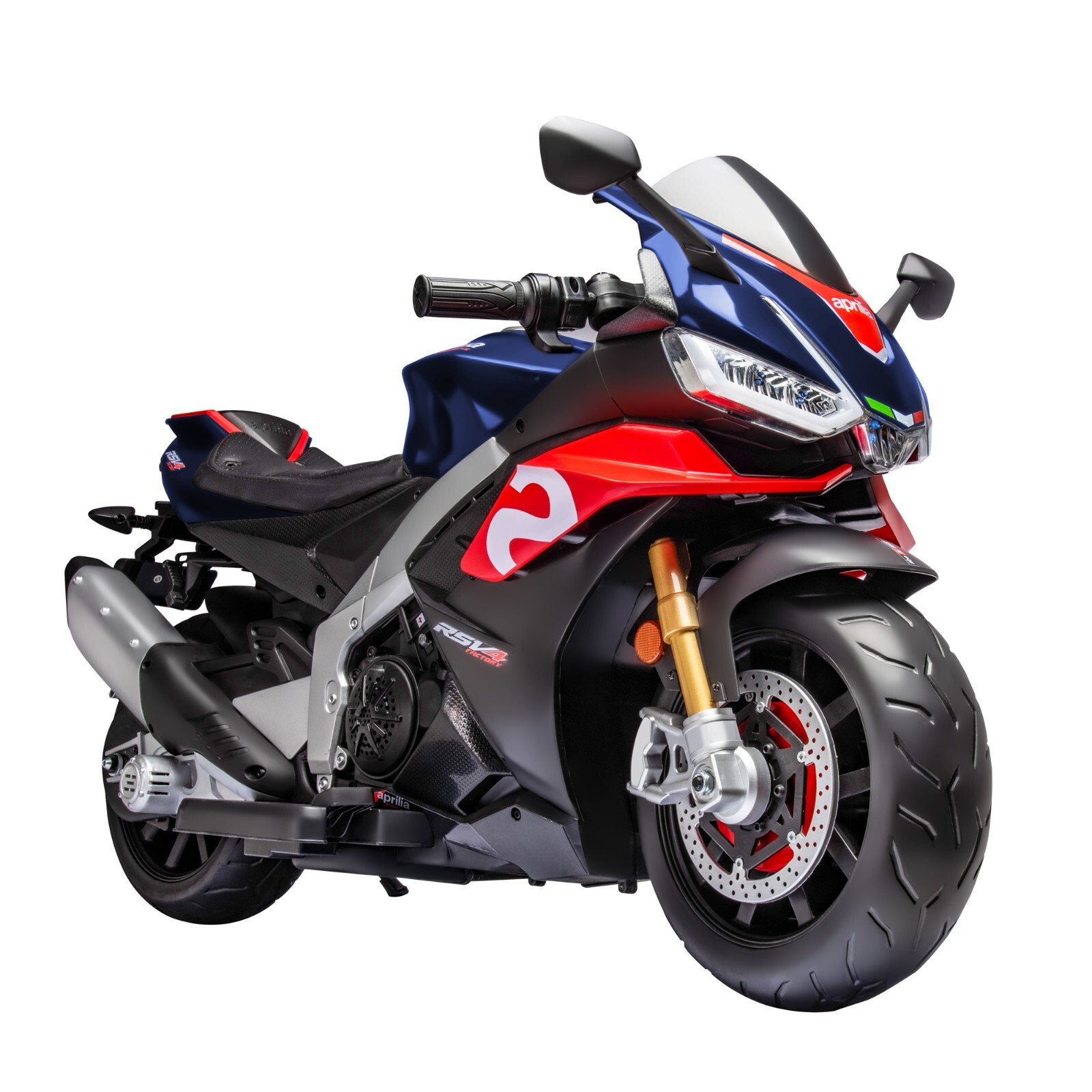 24V Kids Electric Motorcycle 12mph Dirt Bike Blue 250W Motor Bluetooth Music LED