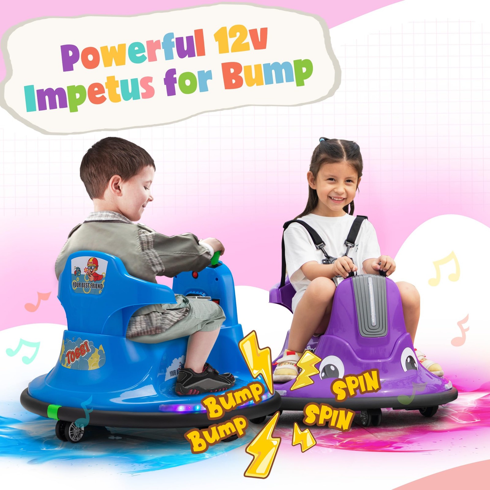 TOBBI Kids Snail Bumper Car, 12V Battery Powered Toddler Large, Dark Purple