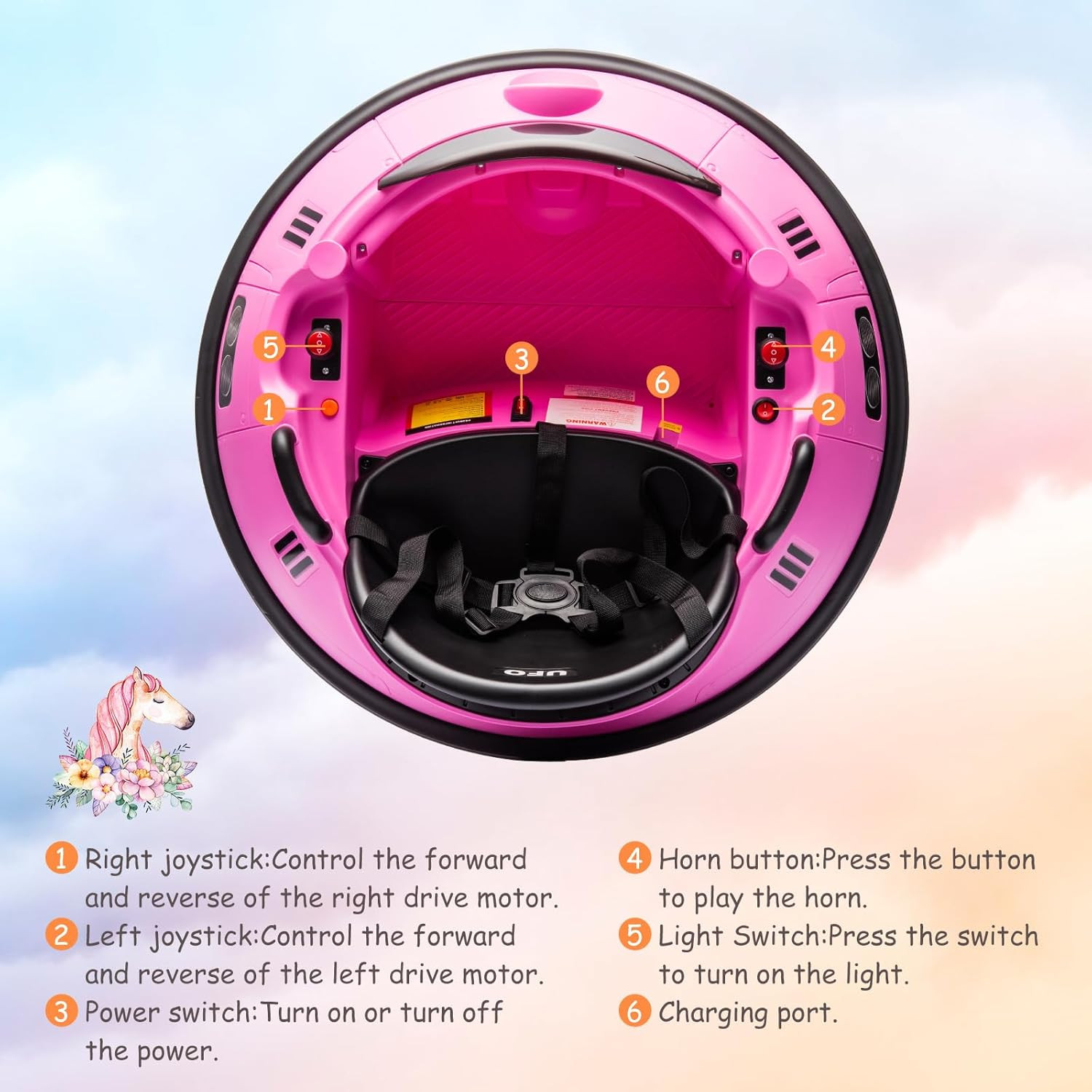 Ride on Bumper Car, 12V Electric Toddlers Car with Remote Control, Safety Belt,